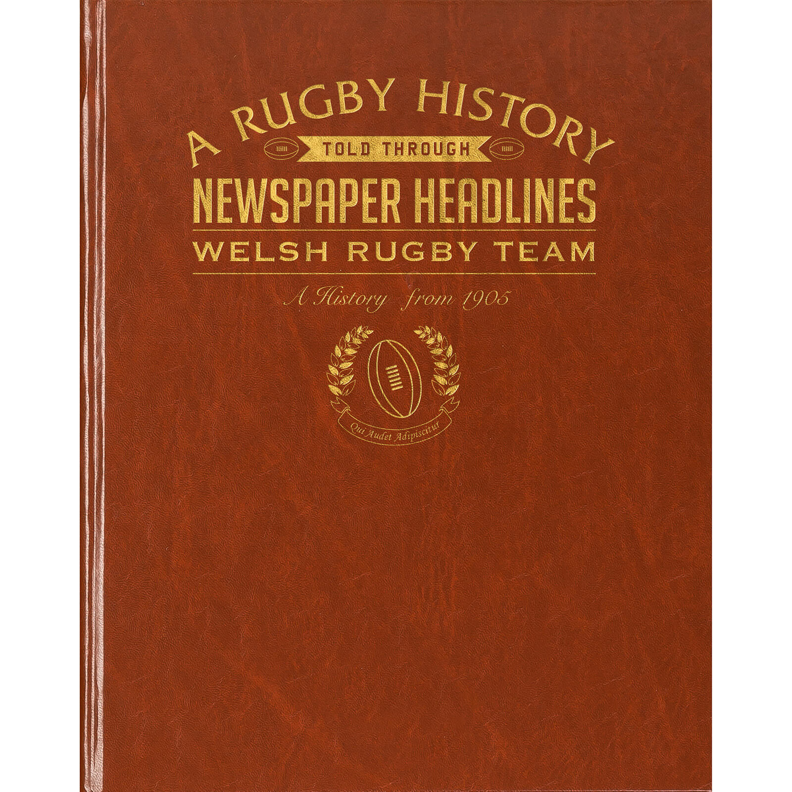 History of Welsh Rugby Newspaper Book - Brown Leatherette