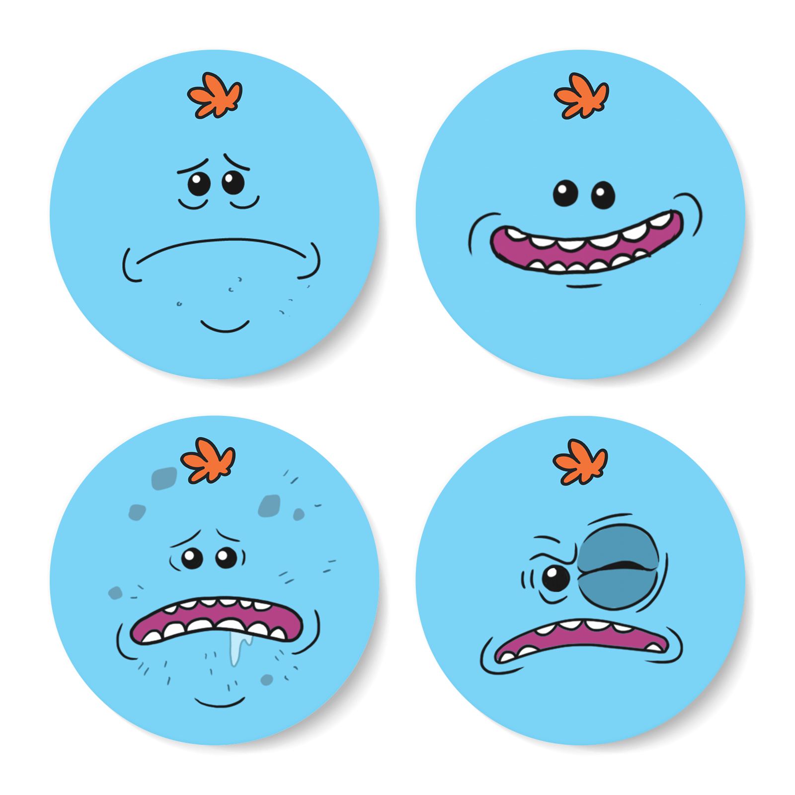 Image of Rick and Morty Mr Meeseeks Face Coaster Set