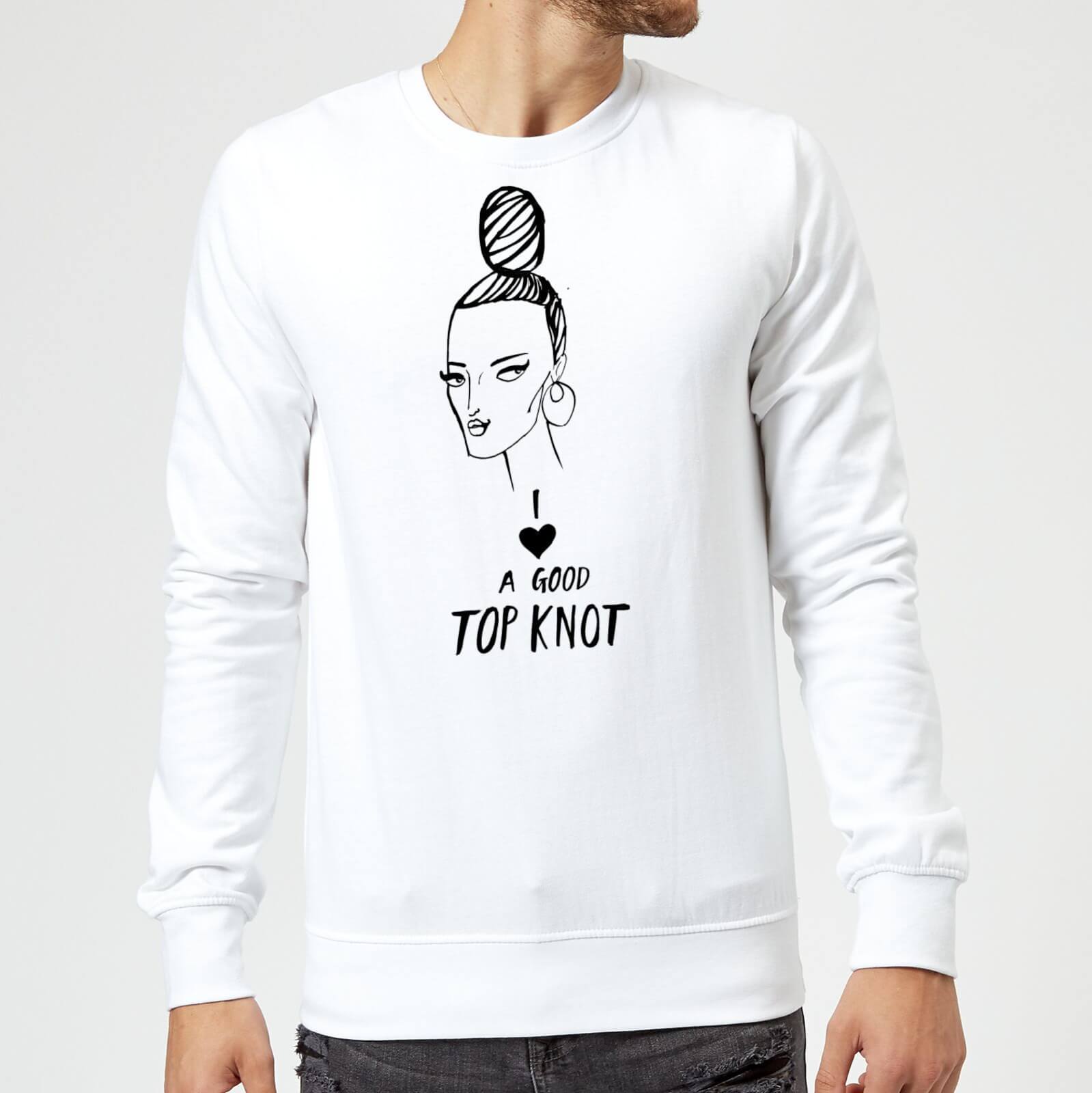 Rock On Ruby I Love A Good Top Knot Sweatshirt - White - S - White