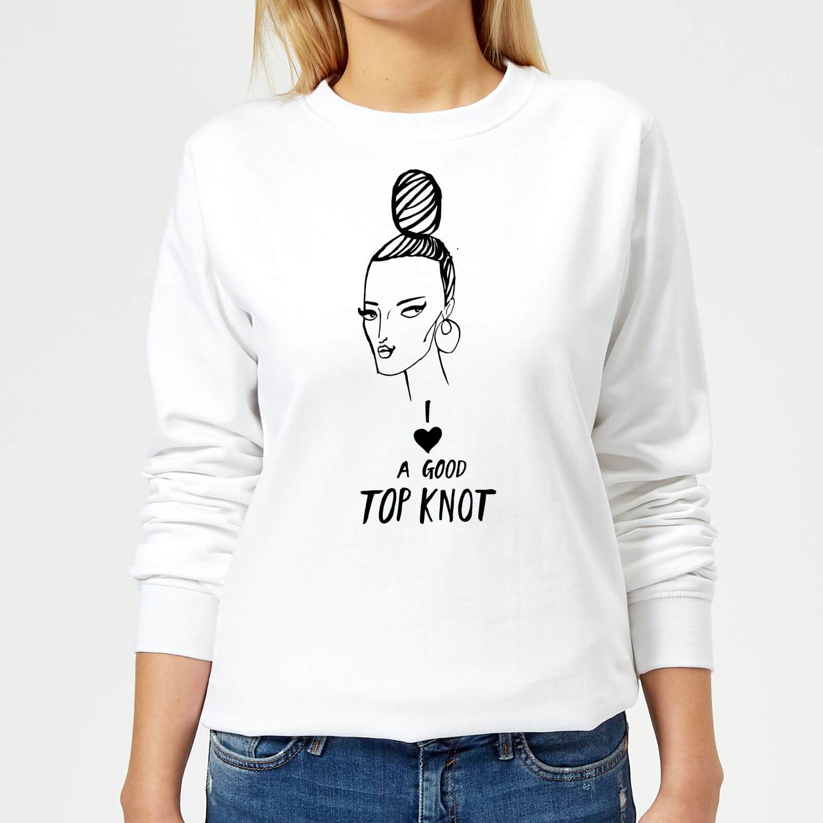 Rock On Ruby I Love A Good Top Knot Women's Sweatshirt - White - XS - White