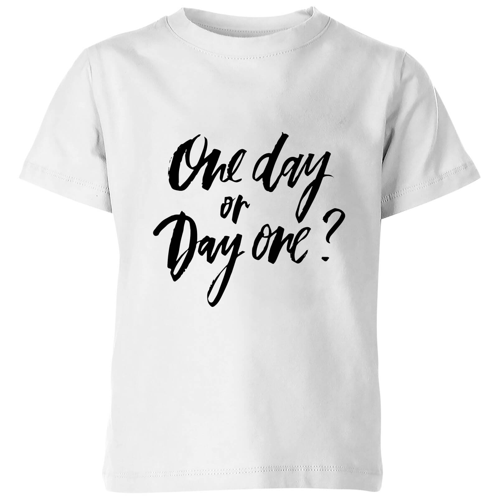 PlanetA444 One Day or Day One? Kids' T-Shirt - White - 3-4 Years - White