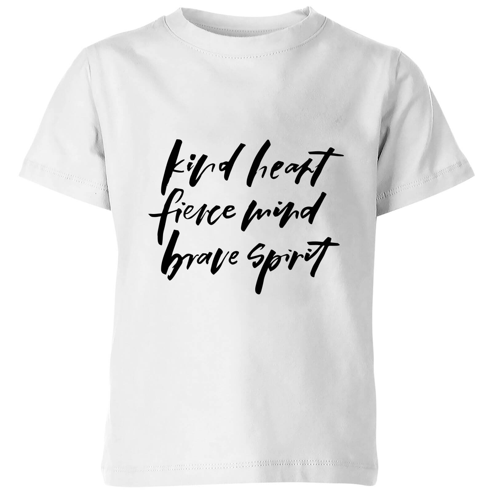 PlanetA444 Kind Heart, Fierce Mind, Brave Spirit Kids' T-Shirt - White - 3-4 Years - White