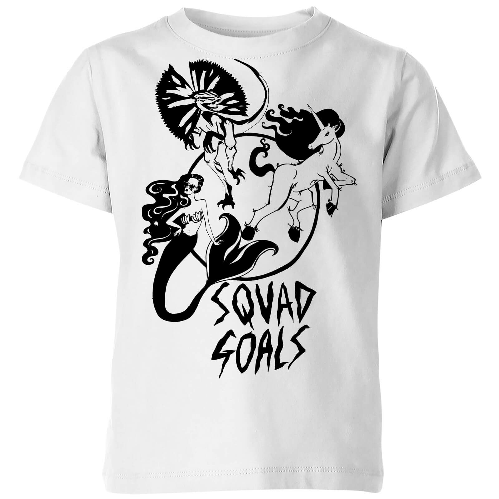 Rock On Ruby Mermaid, Unicorn and Dinosaur Squad Goals Kids' T-Shirt - White - 3-4 Years - White