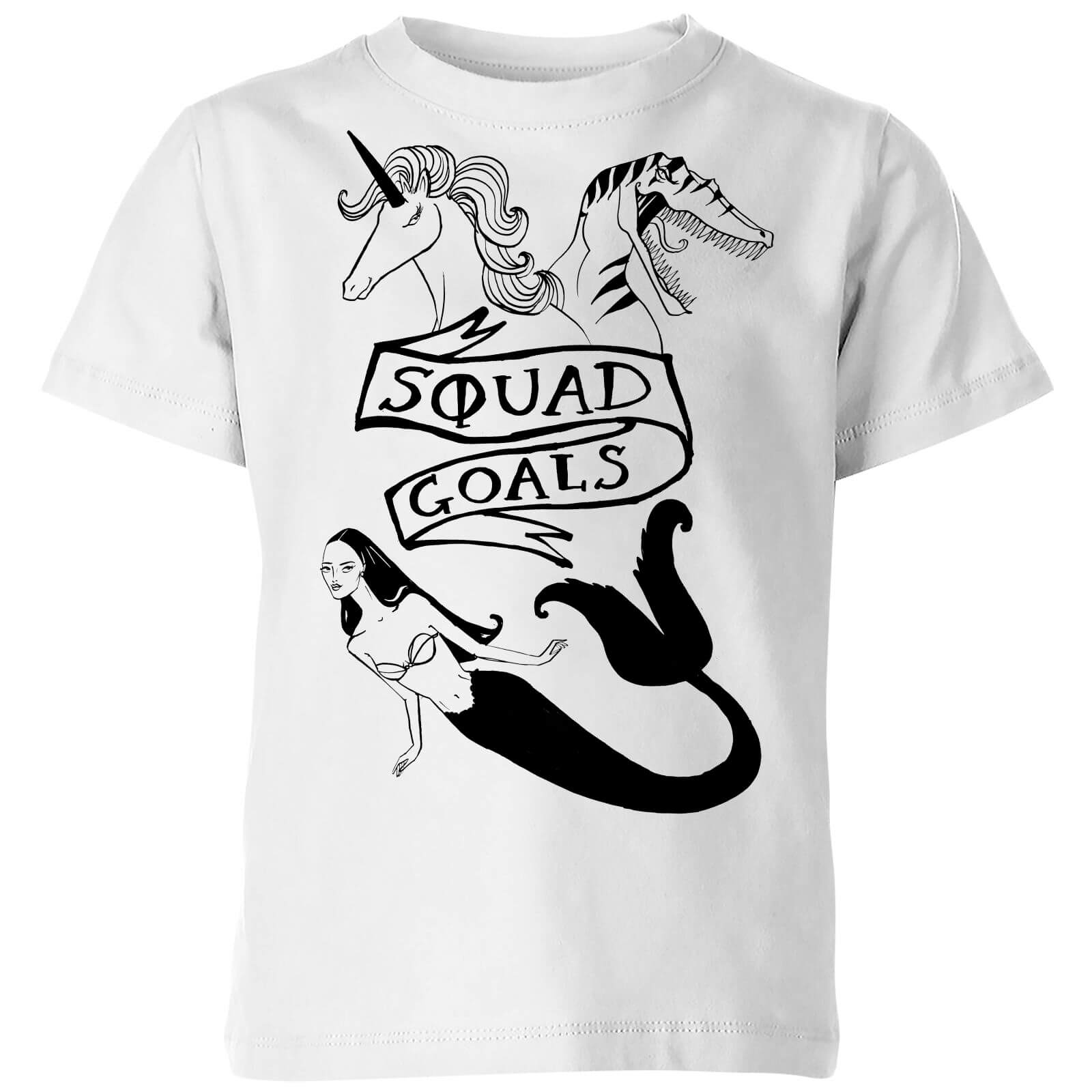 Rock On Ruby Mermaid, Unicorn and Dinosaur Squad Goals Kids' T-Shirt - White - 3-4 Years - White