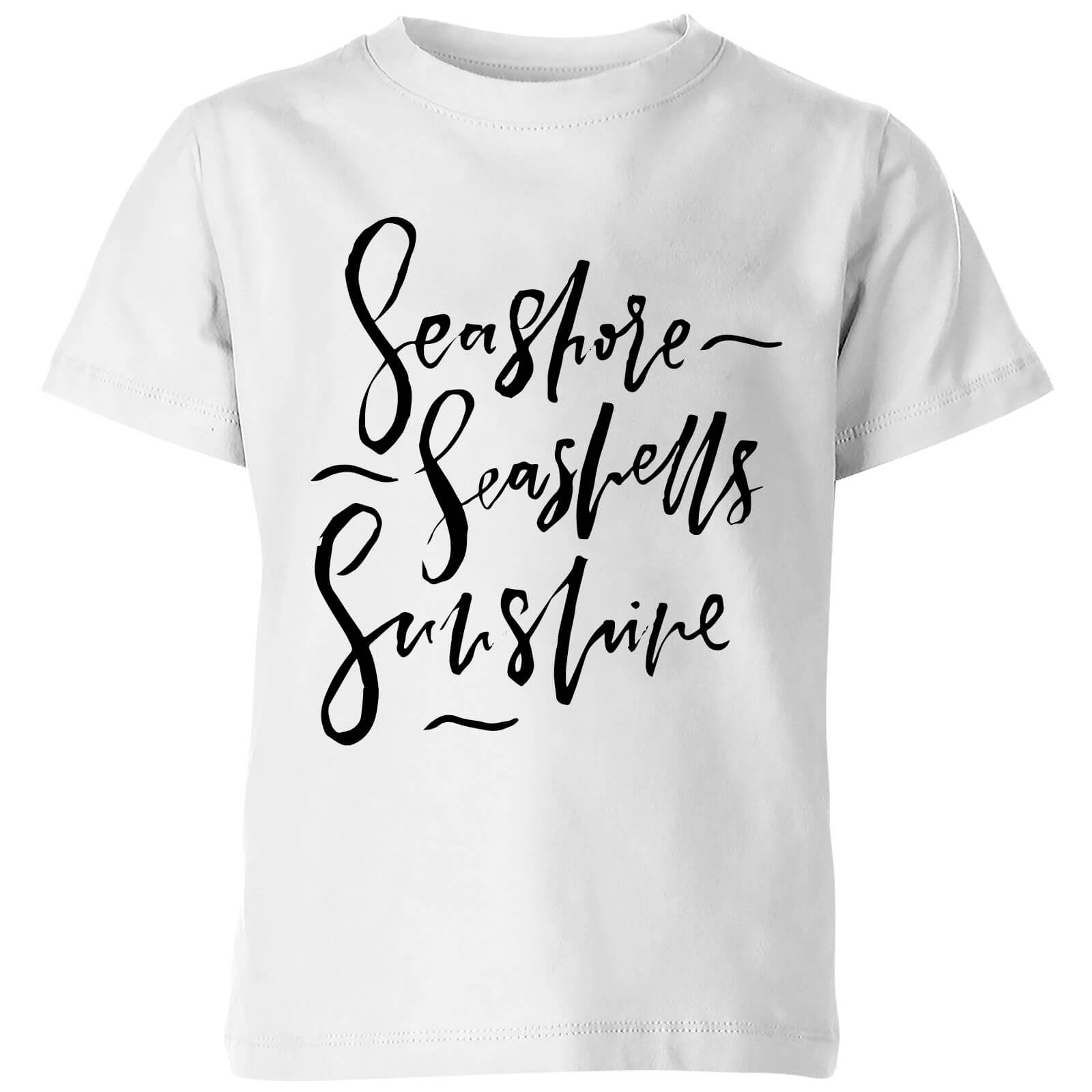 PlanetA444 Seashore, Seashells, Sunshine Kids' T-Shirt - White - 3-4 Years - White