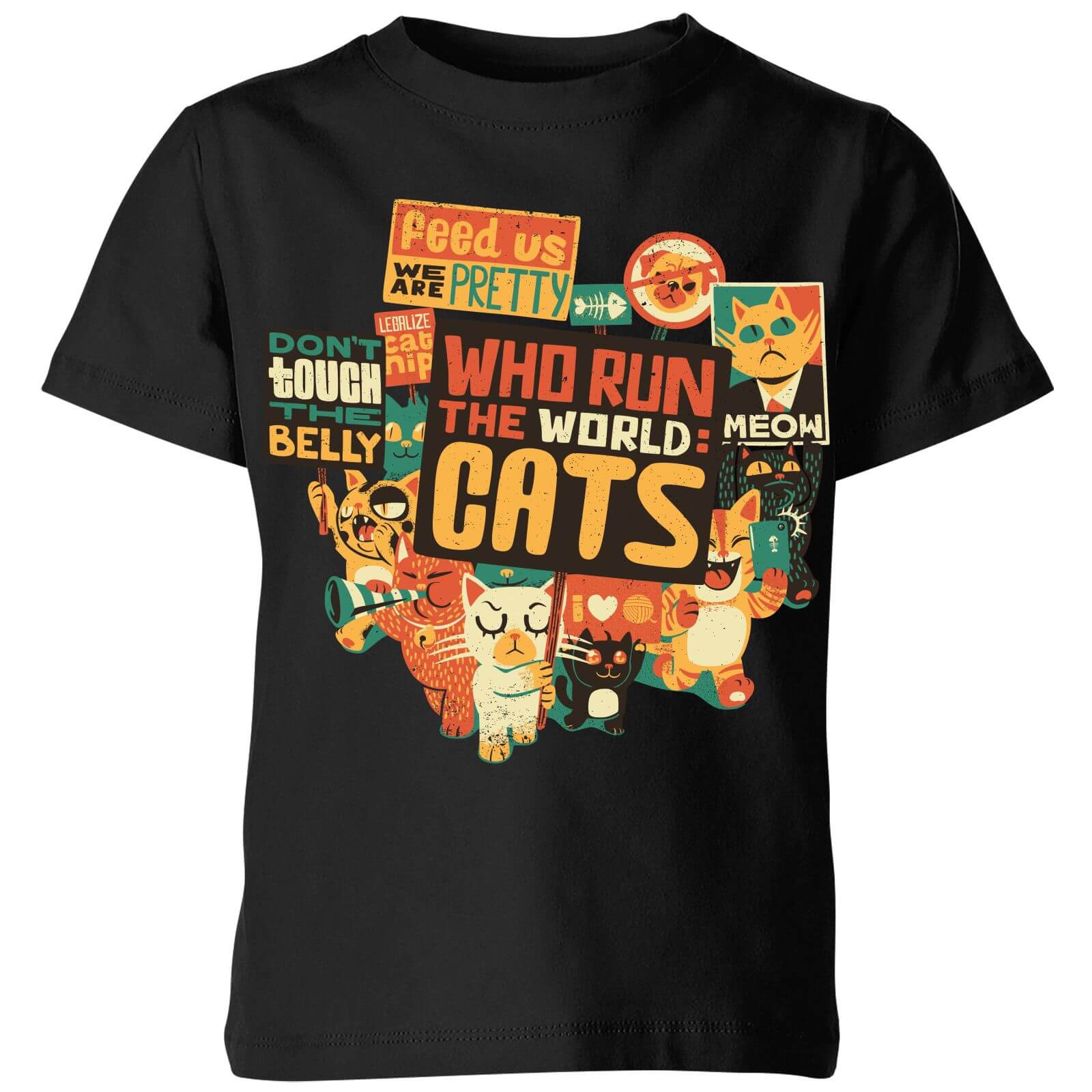 Tobias Fonseca Who Run The World? Cats. Kids' T-Shirt - Black - 3-4 Years - Black