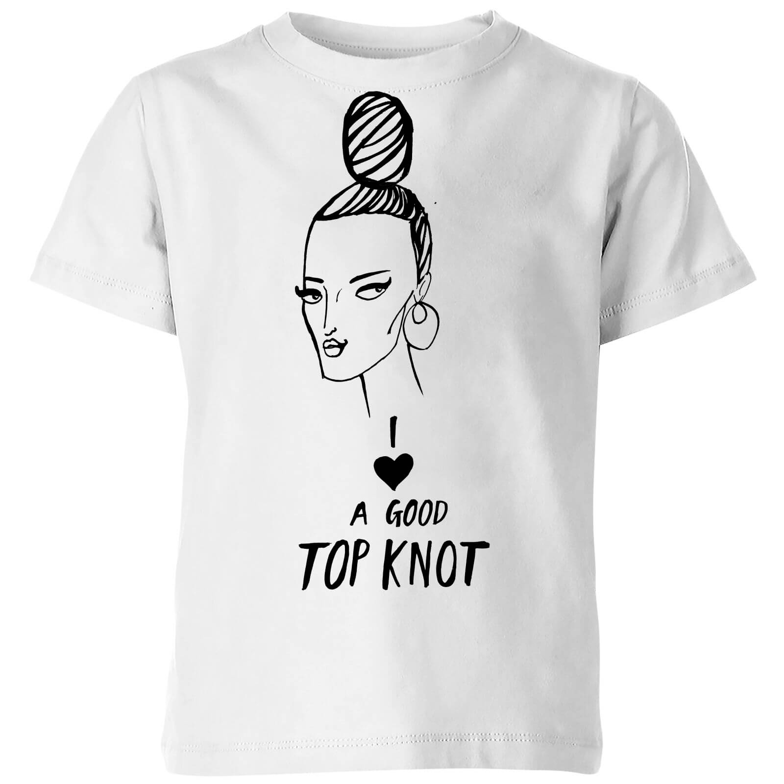 Rock On Ruby I Love A Good Top Knot Kids' T-Shirt - White - 3-4 Years - White