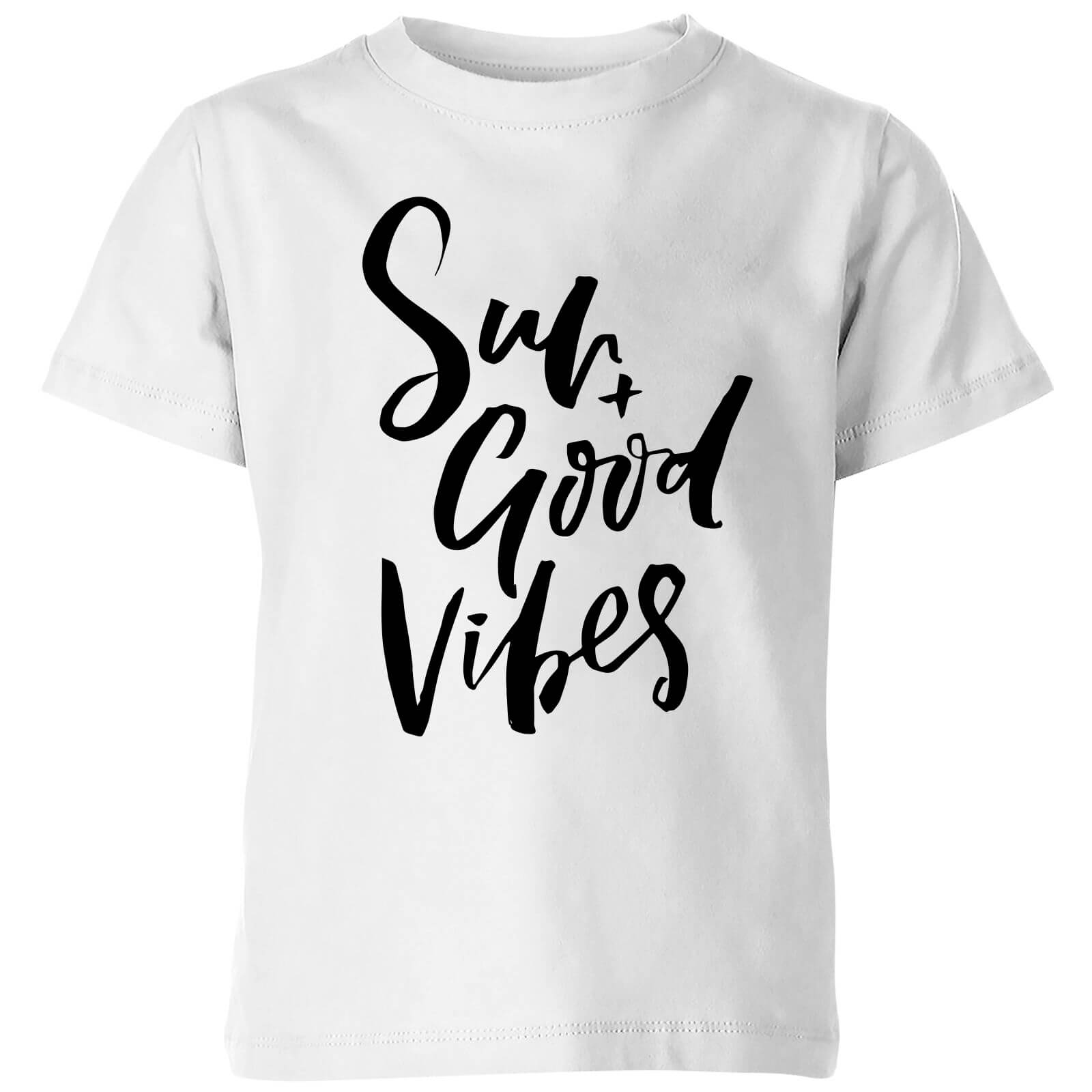 PlanetA444 Sun and Good Vibes Kids' T-Shirt - White - 3-4 Years - White