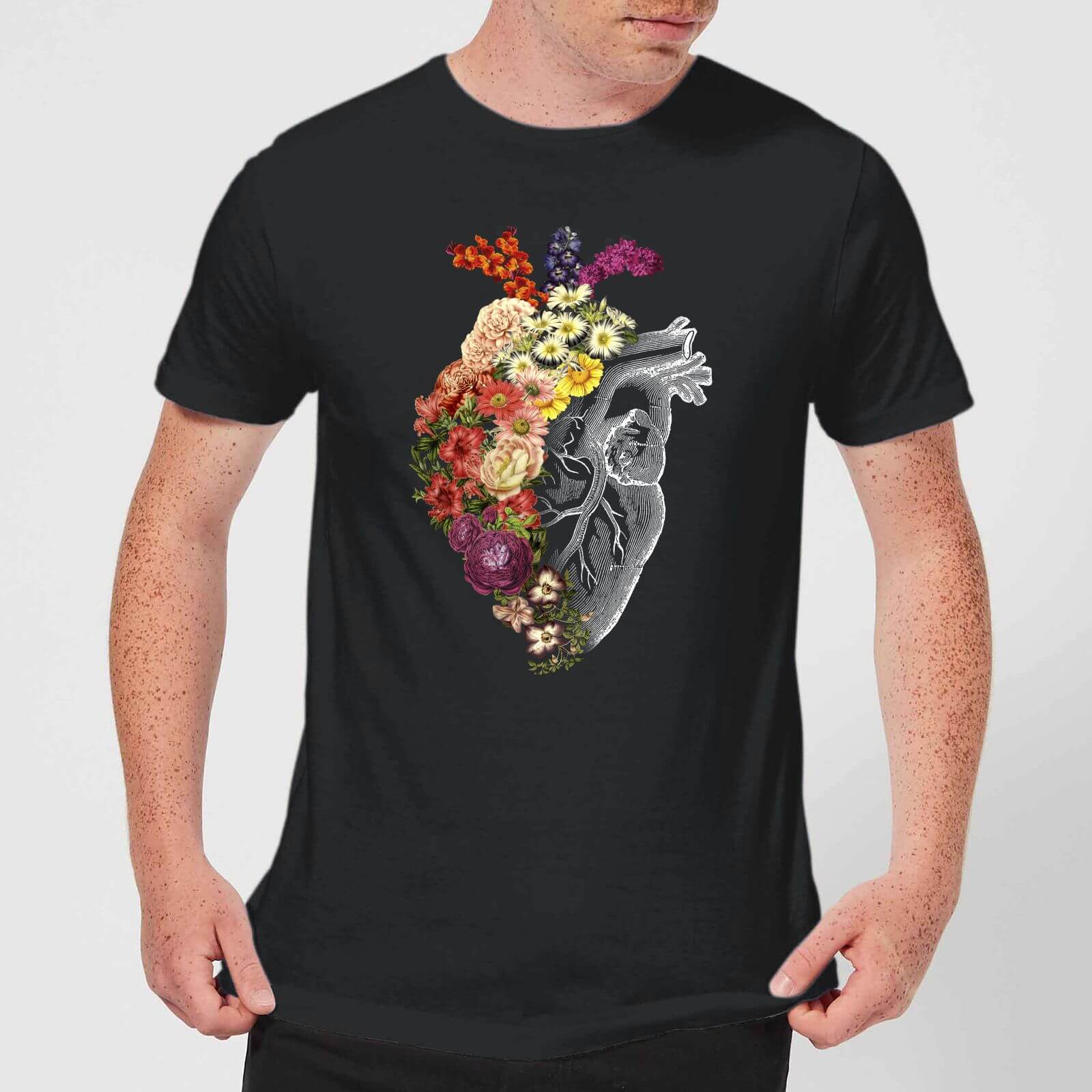 Tobias Fonseca Flower Heart Spring Men's T-Shirt - Black - S - Black