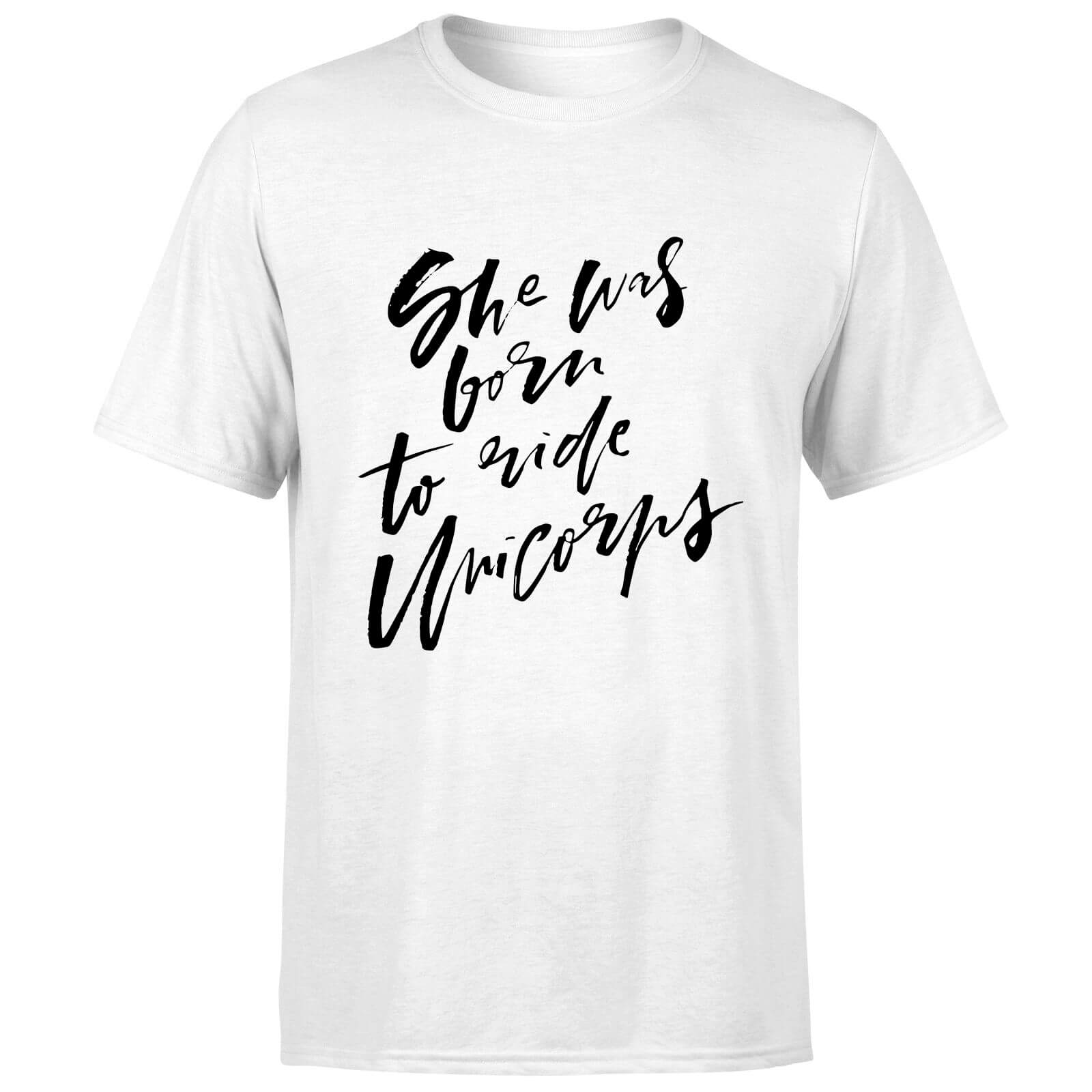 PlanetA444 She Was Born To Ride Unicorns Men's T-Shirt - White - S - White