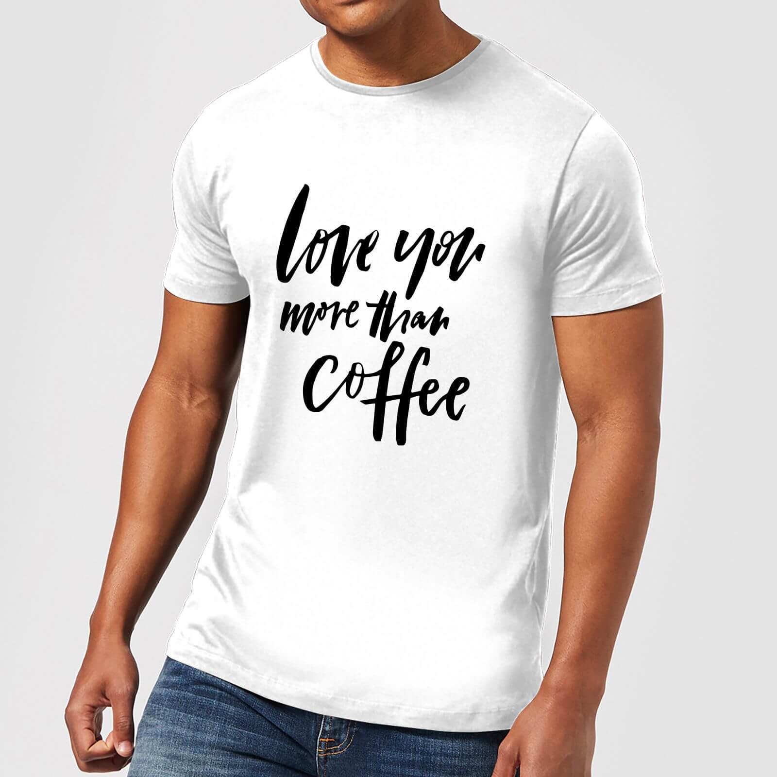 PlanetA444 Love You More Than Coffee Men's T-Shirt - White - S - White