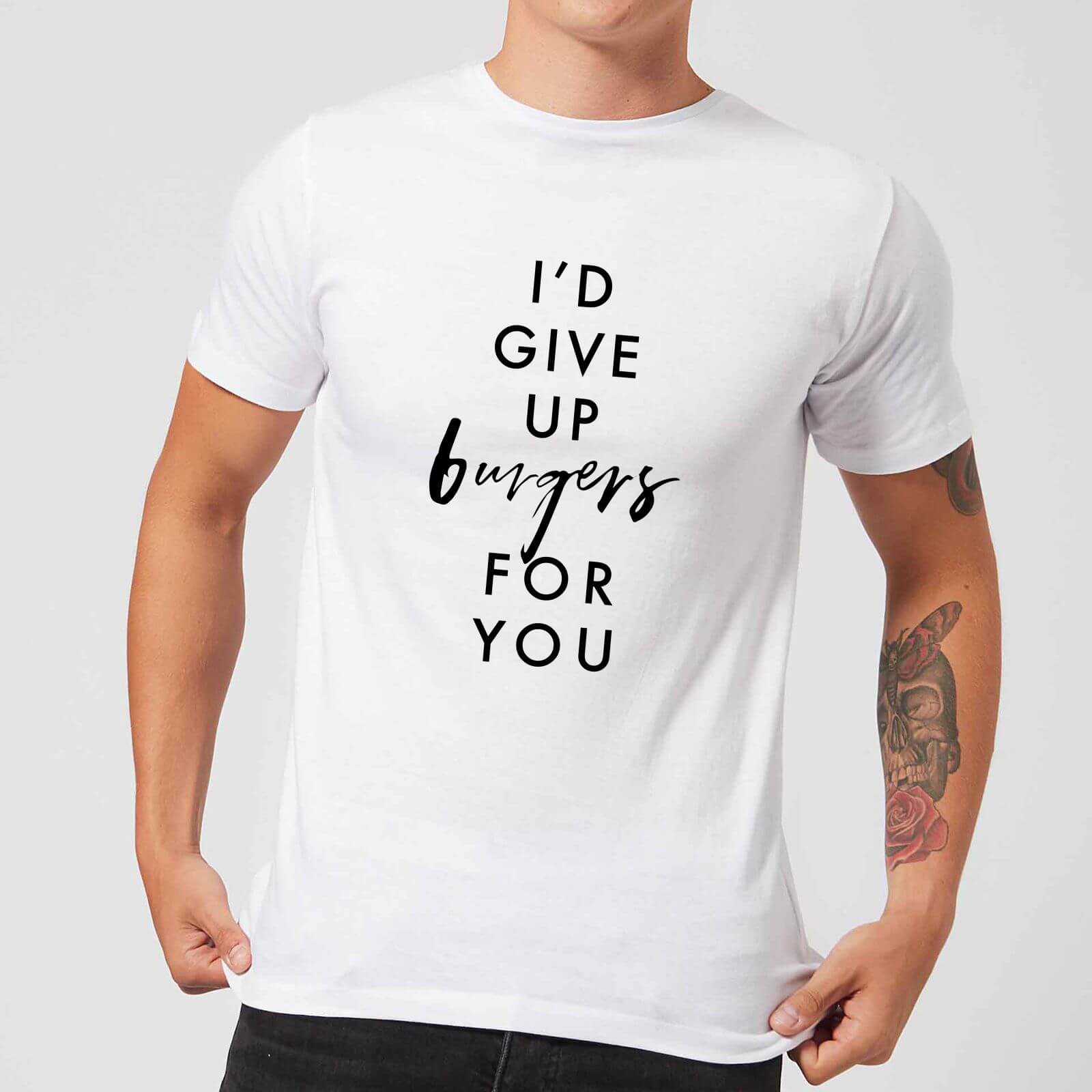 PlanetA444 I'd Give Up Burgers for You Men's T-Shirt - White - S - White