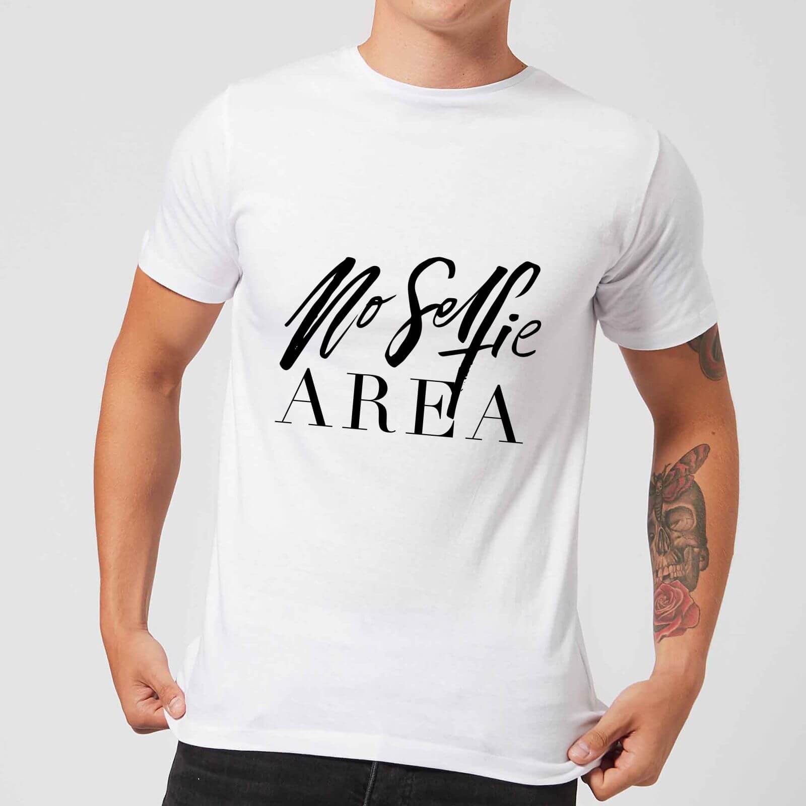 PlanetA444 No Selfie Area Men's T-Shirt - White - S - White