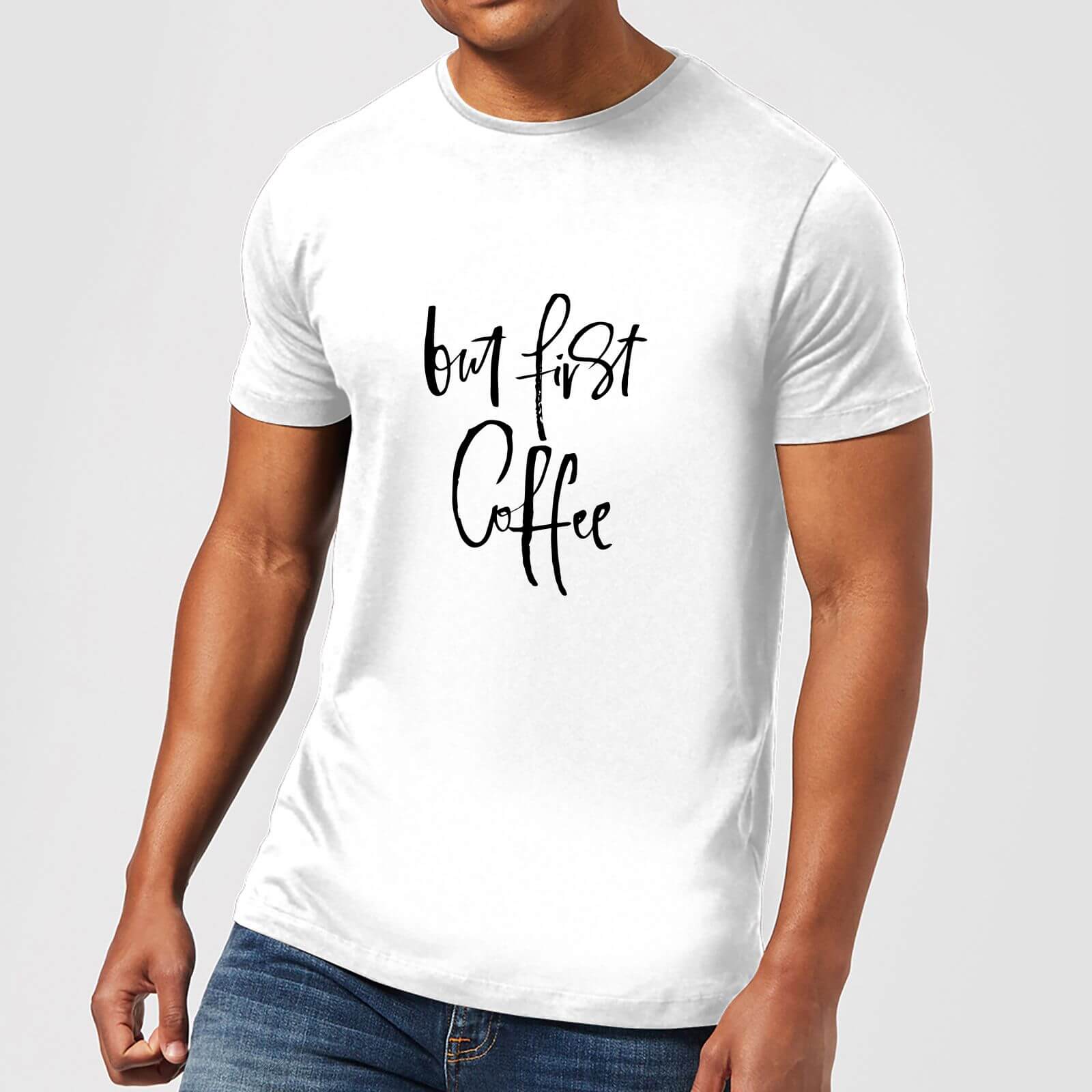 PlanetA444 But First, Coffee Men's T-Shirt - White - S