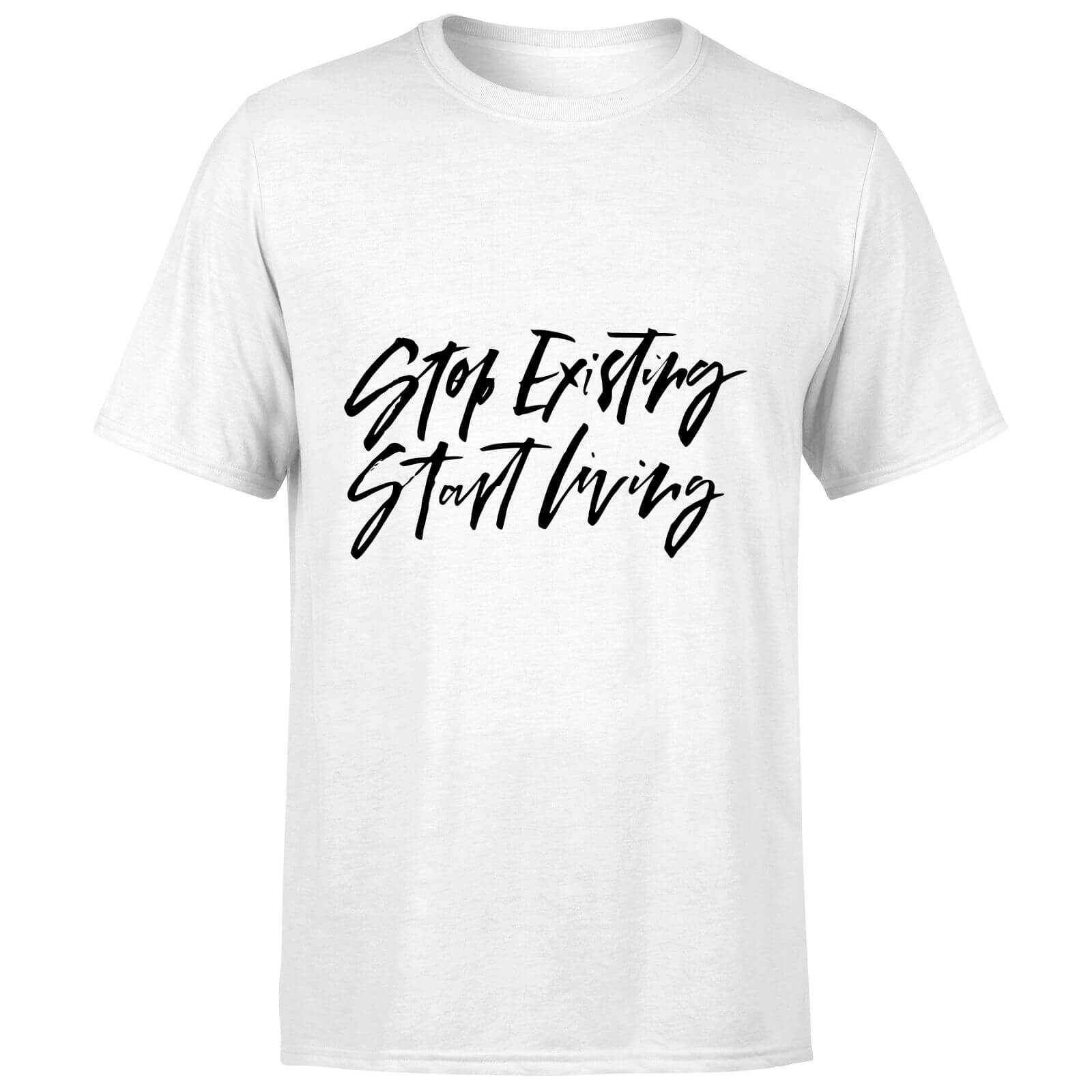 PlanetA444 Stop Existing and Start Living Men's T-Shirt - White - S - White