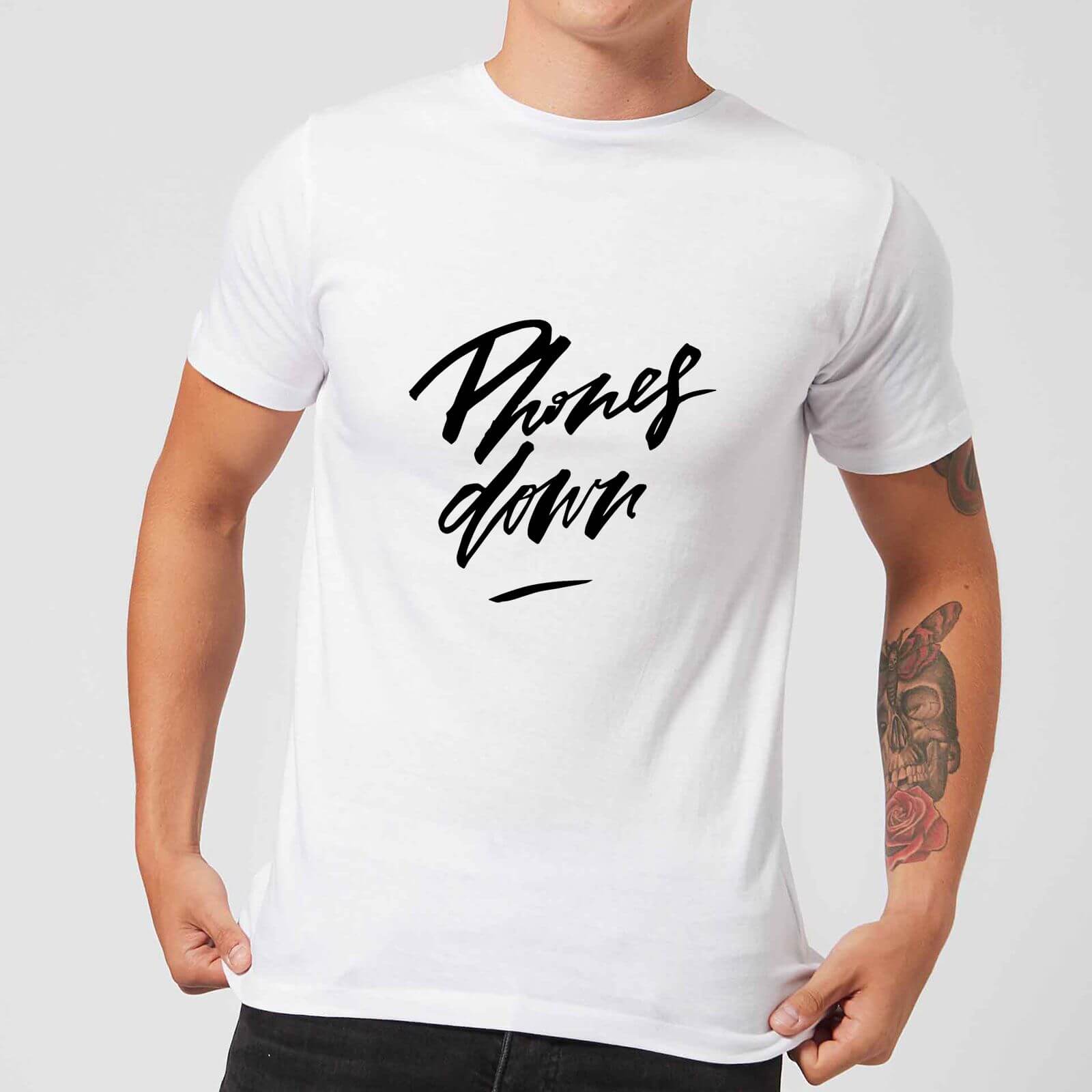 PlanetA444 Phones Down Men's T-Shirt - White - S - White
