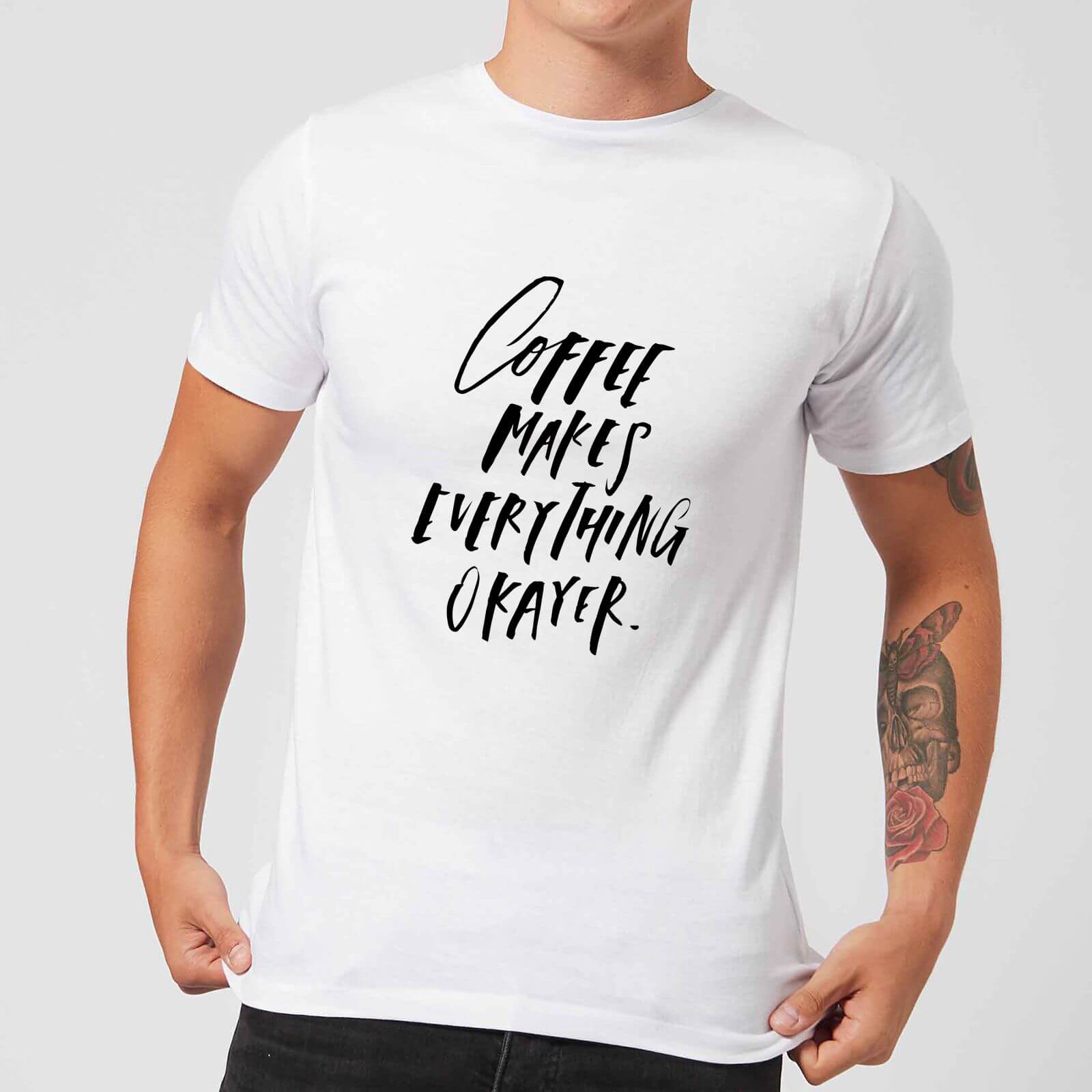 PlanetA444 Coffee Makes Everything Okayer Men's T-Shirt - White - S - White