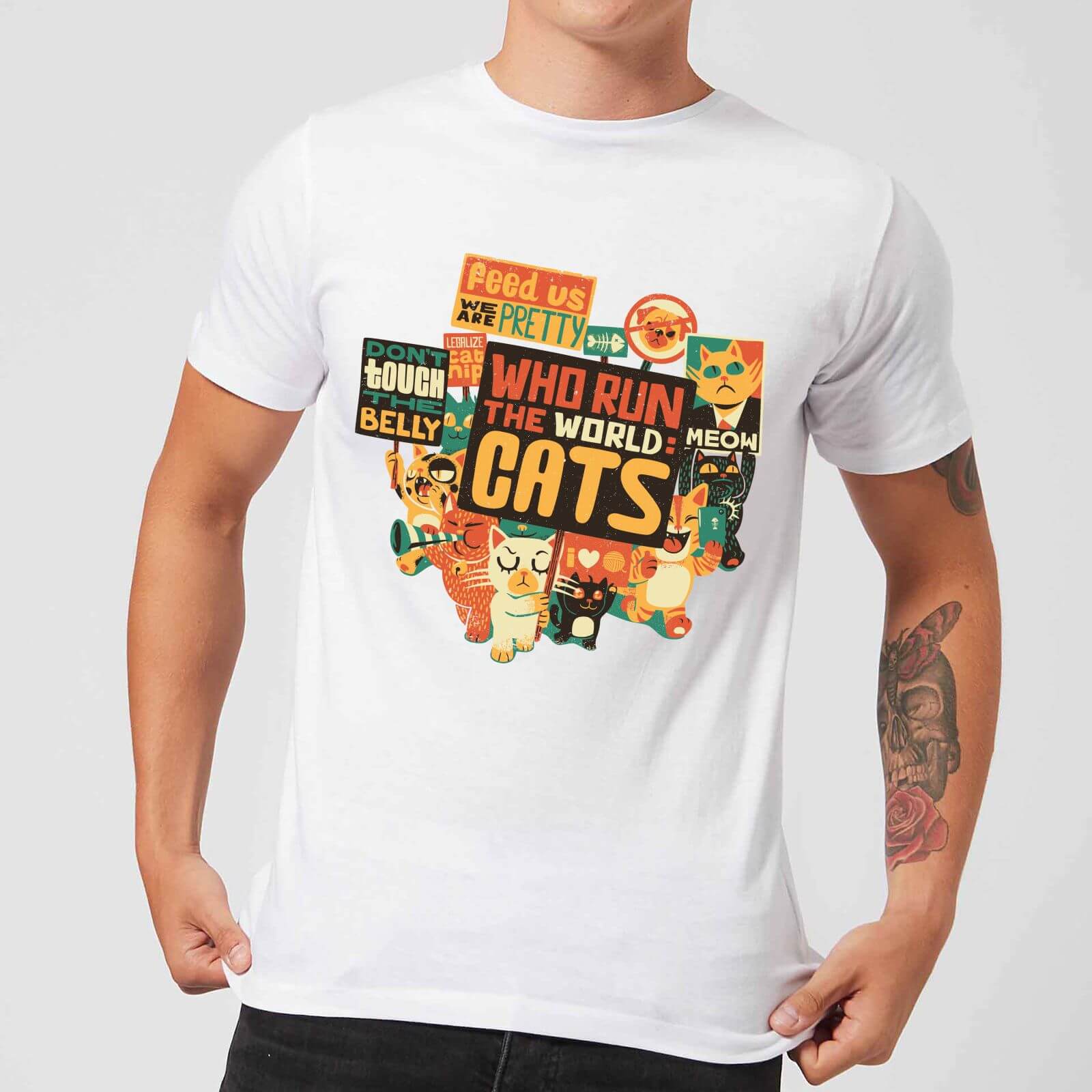 Tobias Fonseca Who Run The World? Cats. Men's T-Shirt - White - S - White