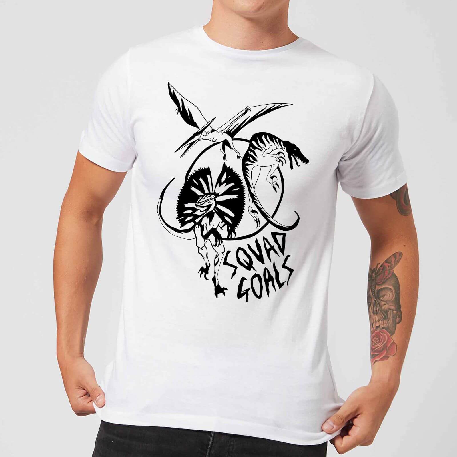 Rock On Ruby Dinosaur Squad Goals Men's T-Shirt - White - S - White