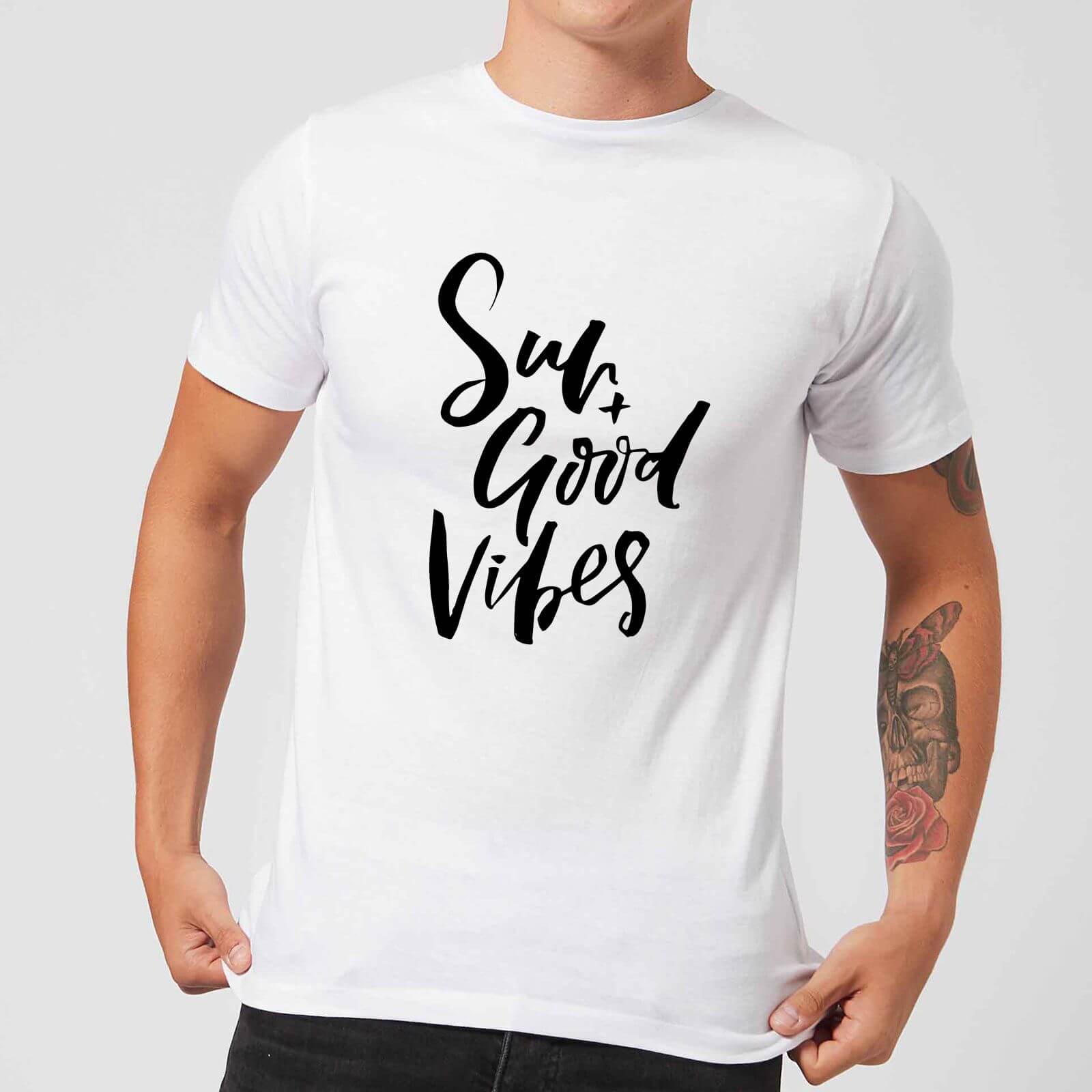 PlanetA444 Sun and Good Vibes Men's T-Shirt - White - S - White