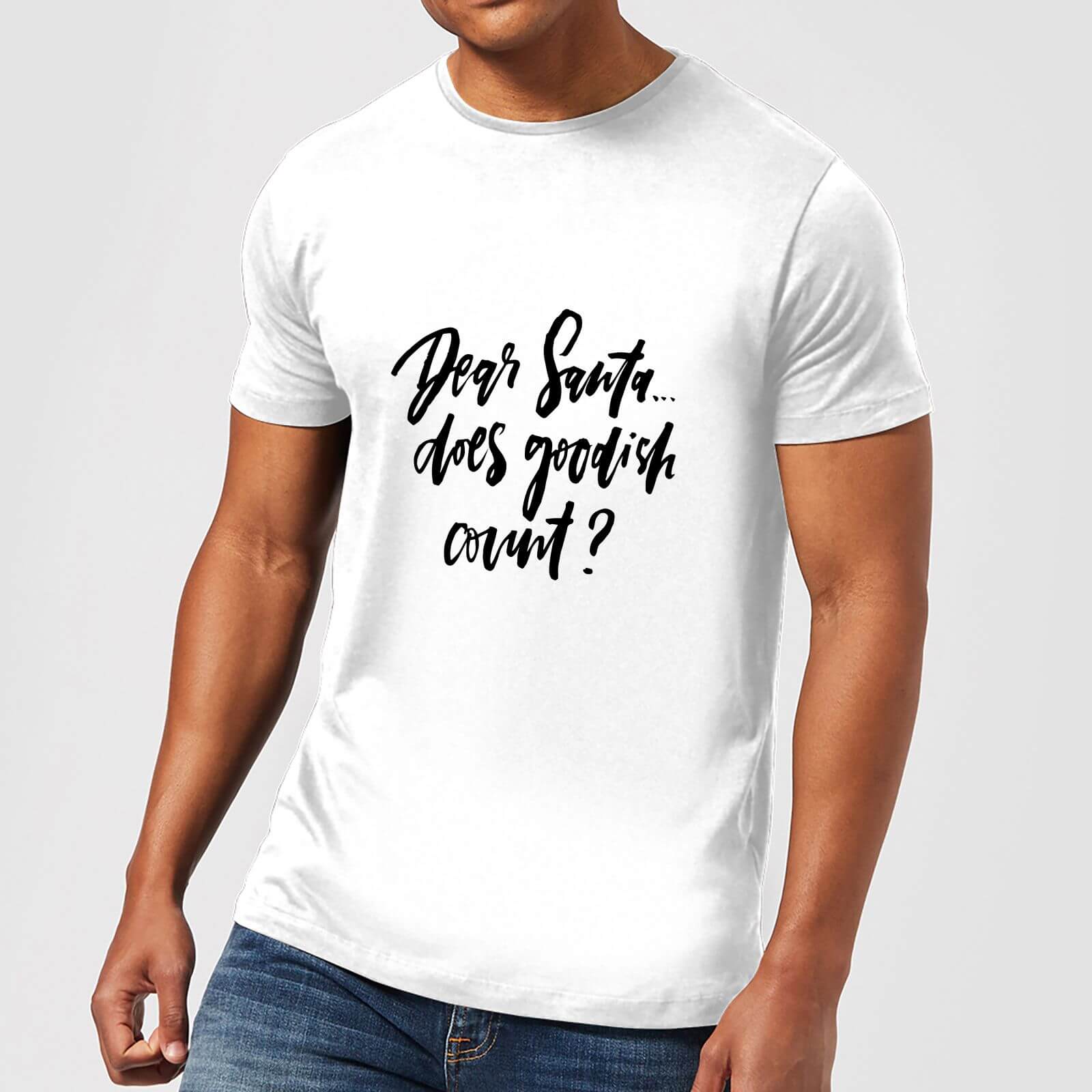 PlanetA444 Dear Santa, Does Goodish Count? Men's T-Shirt - White - S - White