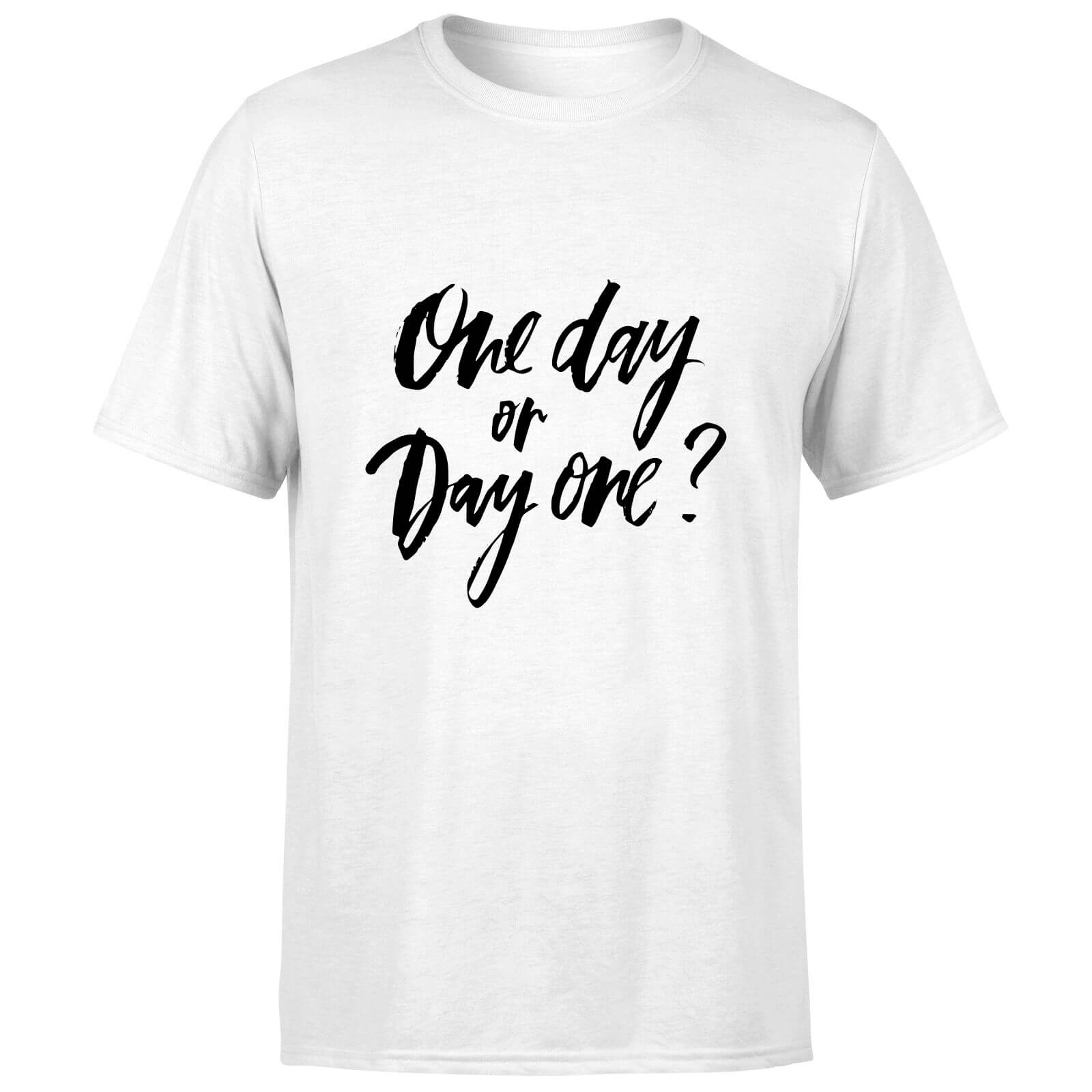 PlanetA444 One Day or Day One? Men's T-Shirt - White - S - White
