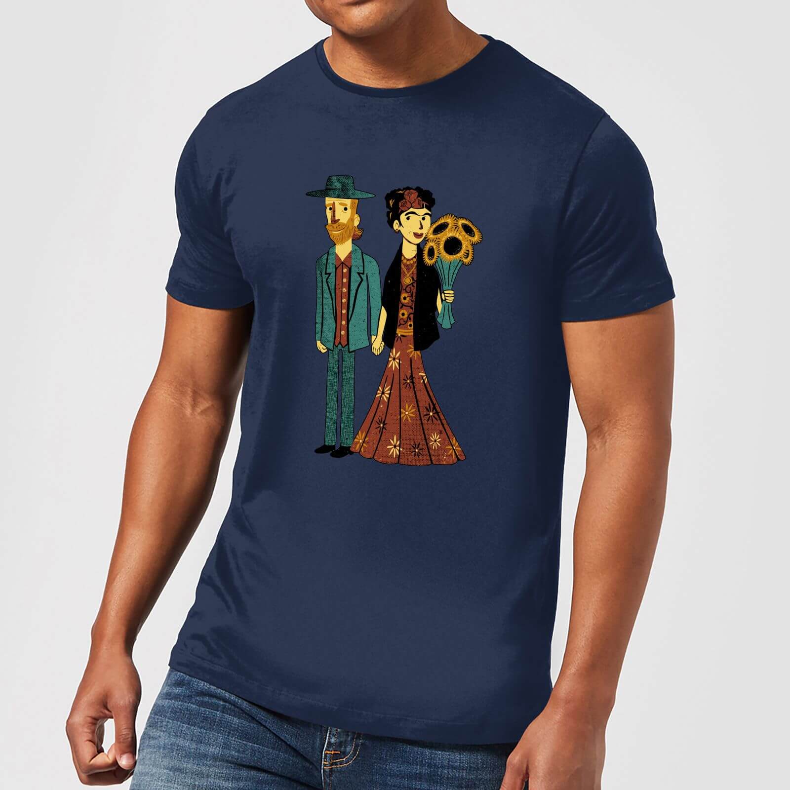 Tobias Fonseca Love Is Art - Frida Kahlo and Van Gogh Men's T-Shirt - Navy - S - Navy