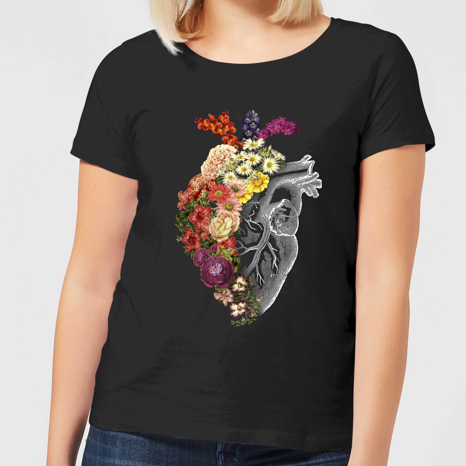 Flower Heart Spring Women's T-Shirt - Black - S - Black