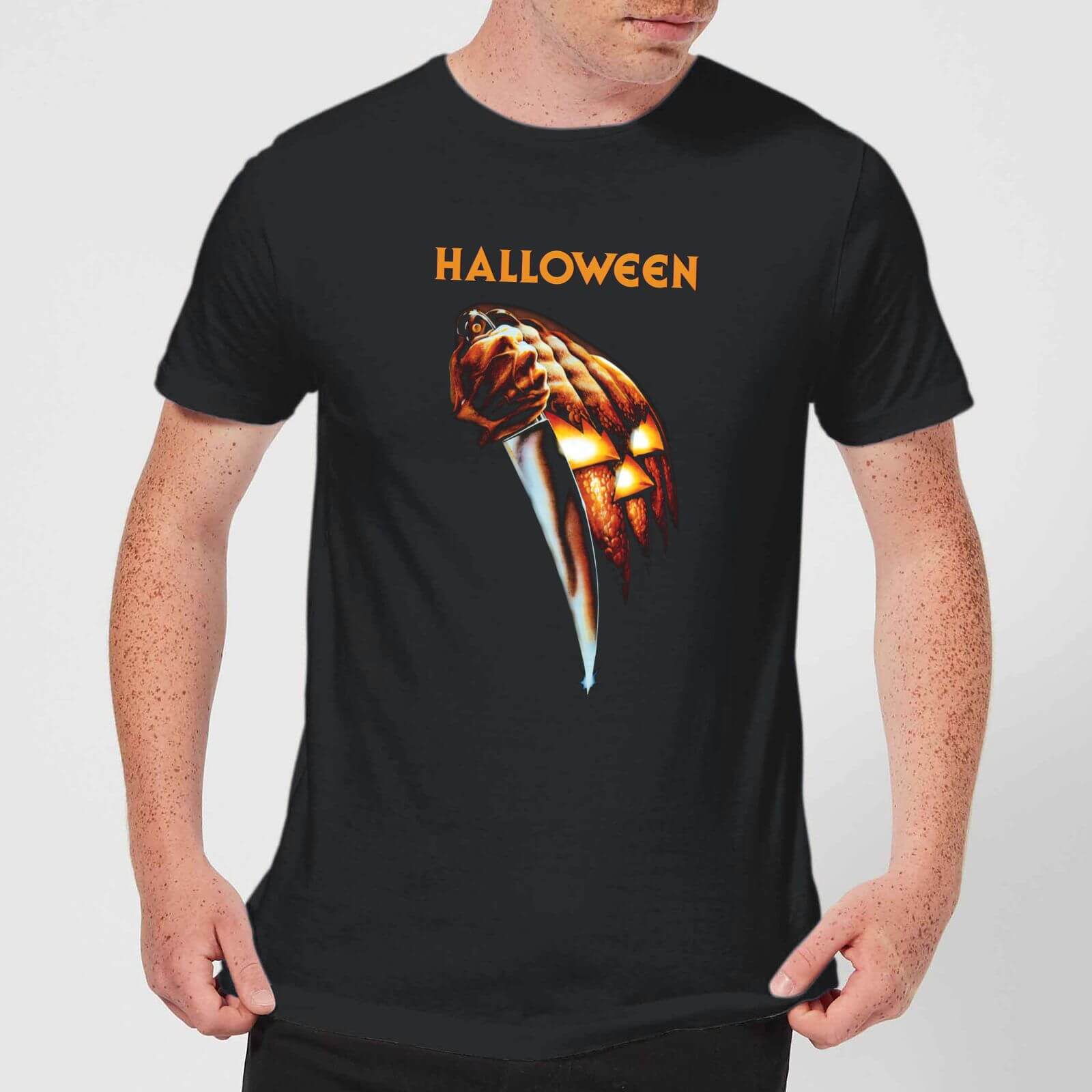 Halloween Pumpkin Men's T-Shirt - Black - XS