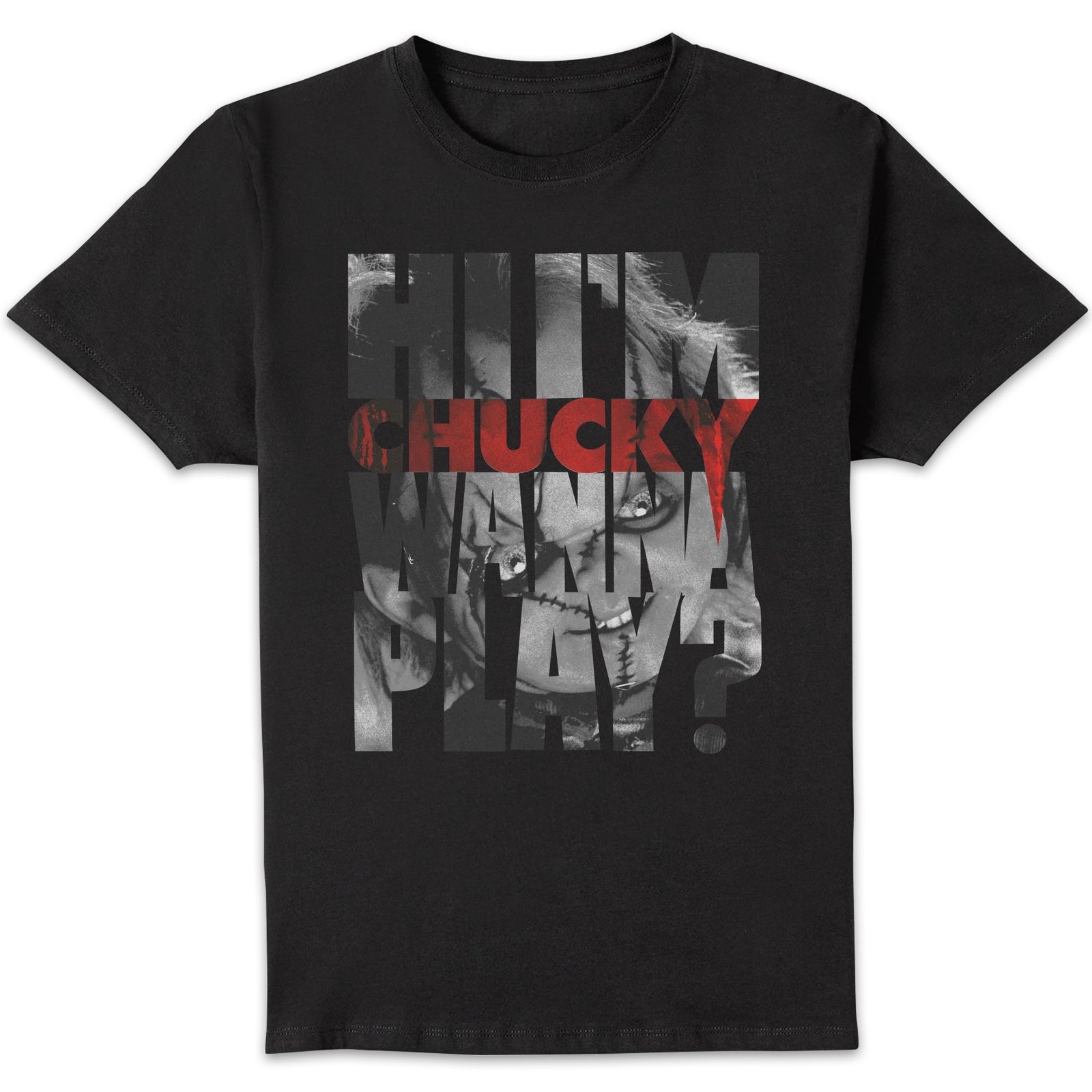Chucky Typographic Men's T-Shirt - Black - 3XL