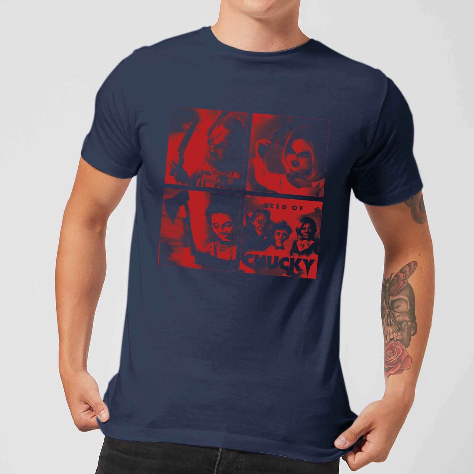 T-Shirt Chucky Family Photo - Blu Navy - Uomo - L - Blu Navy