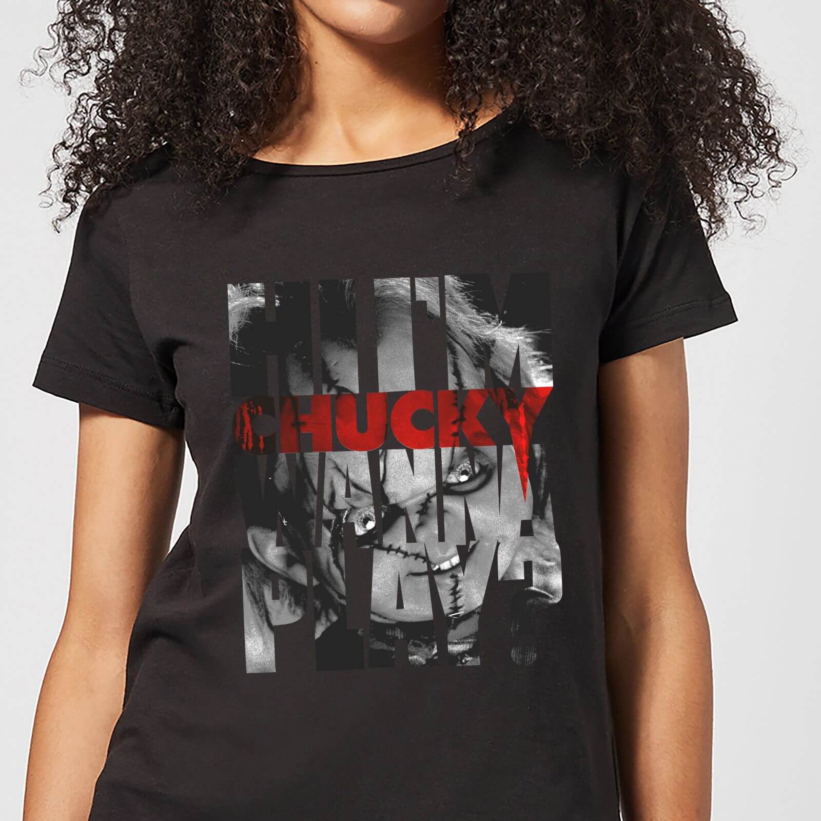 T-Shirt Chucky Typographic - Nero - Donna - XL