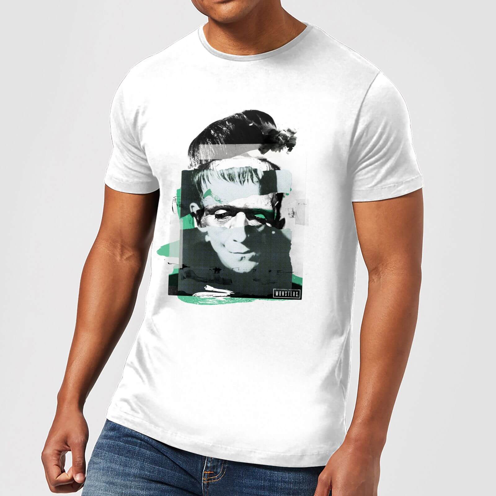 Camiseta Universal Monsters Frankenstein Collage - Hombre - Blanco - XL - Blanco