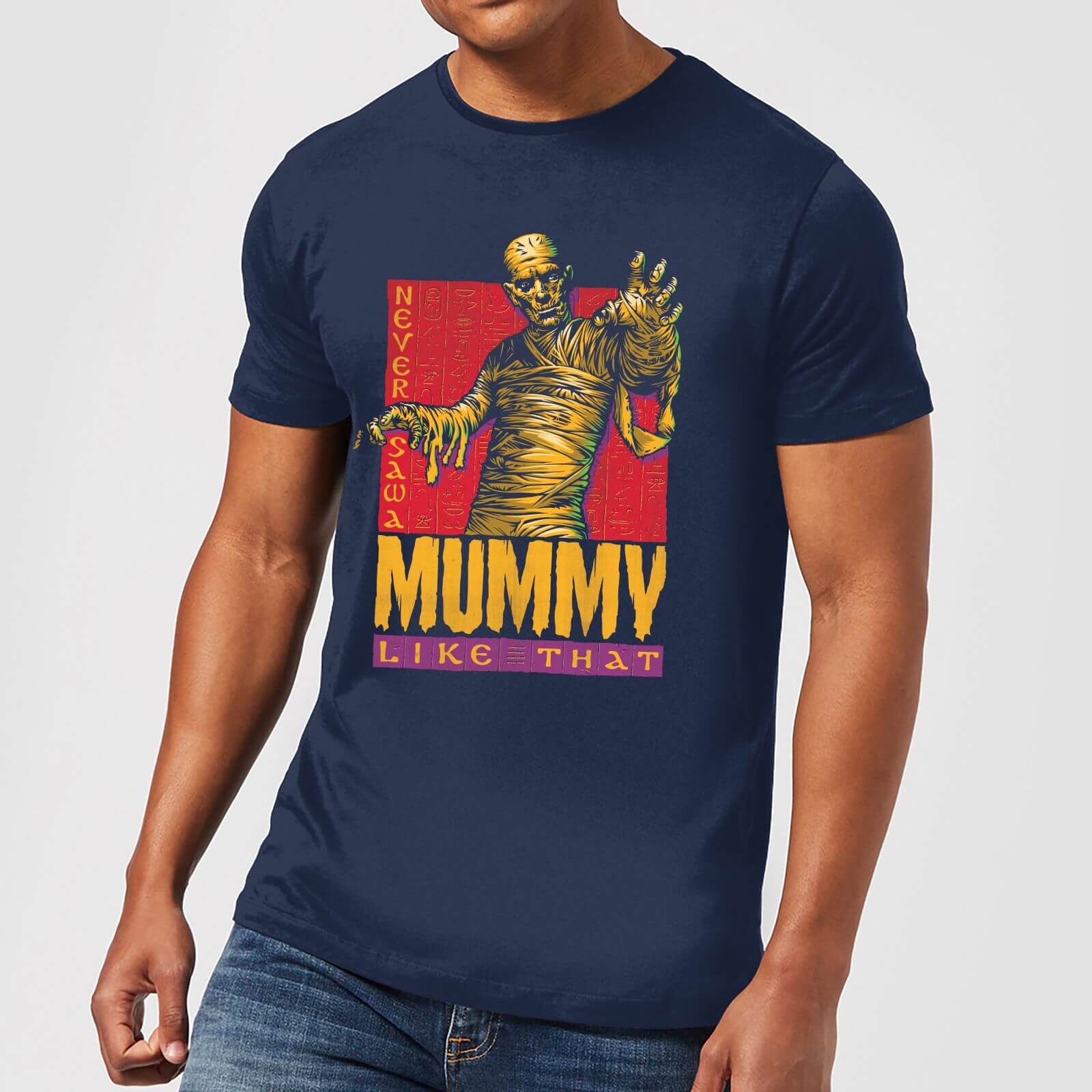 Universal Monsters The Mummy Retro Men's T-Shirt - Navy - M