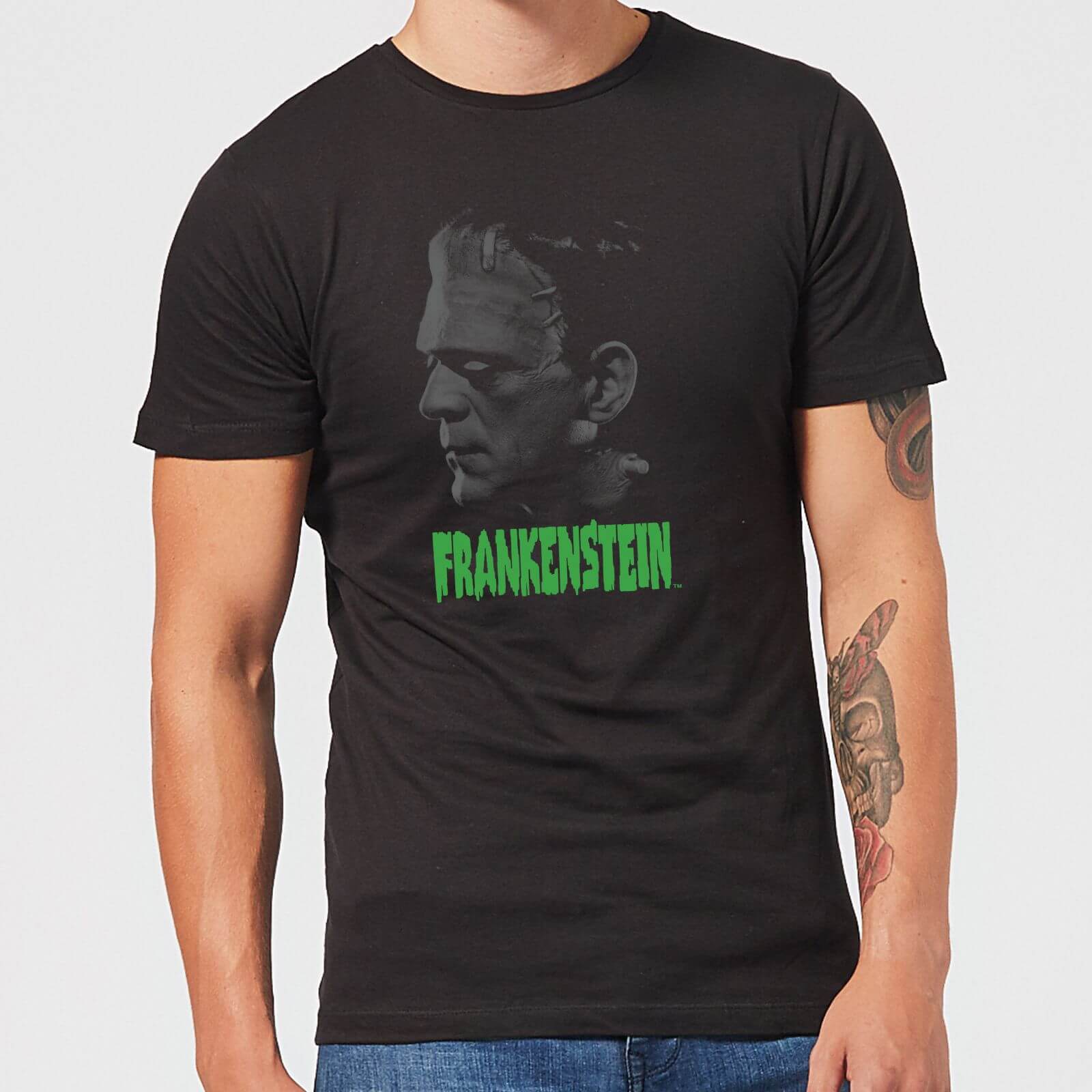Universal Monsters Frankenstein Greyscale Men's T-Shirt - Black - XS