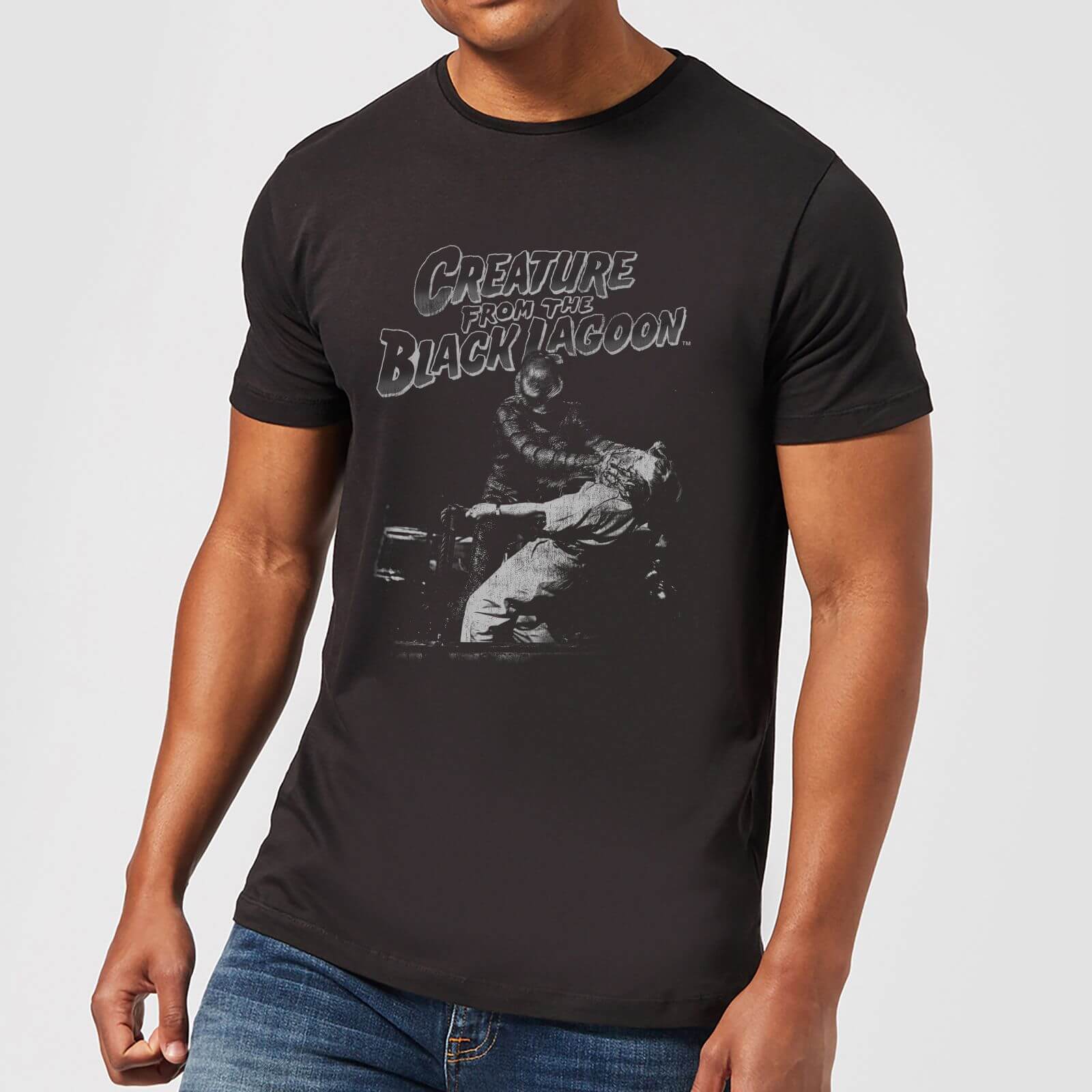 Universal Monsters Creature From The Black Lagoon Black and White Men's T-Shirt - Black - XS
