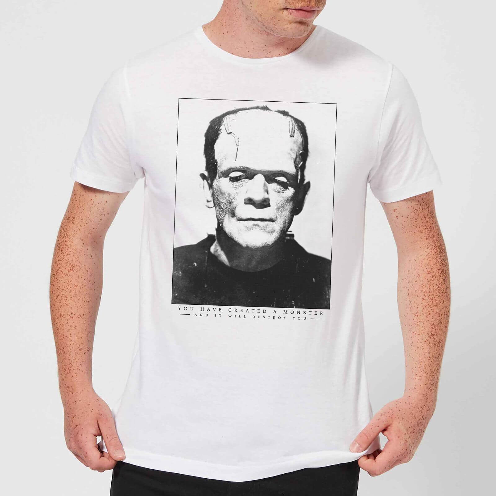 Universal Monsters Frankenstein Portrait Men's T-Shirt - White - XS
