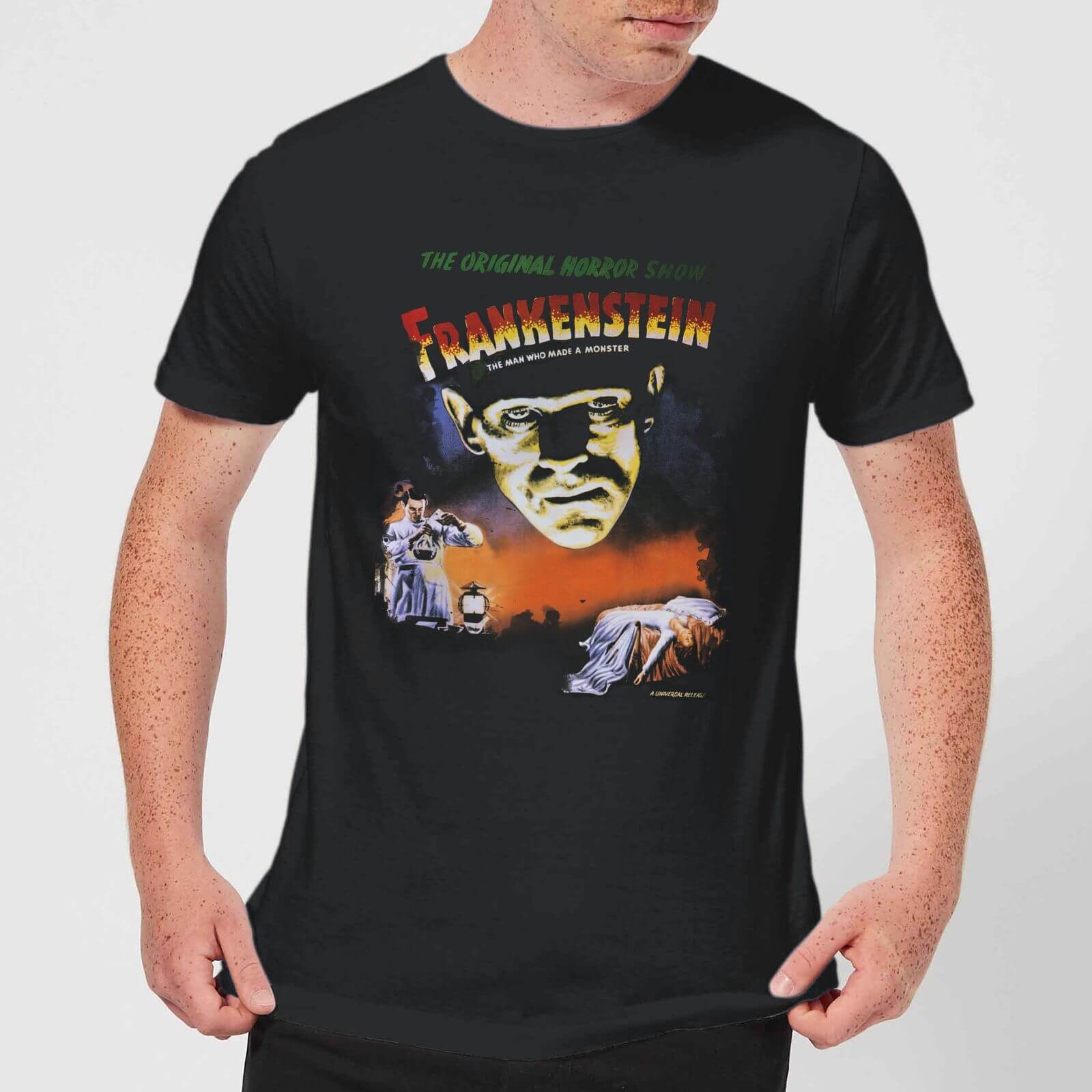 Universal Monsters Frankenstein Vintage Poster Men's T-Shirt - Black - XL