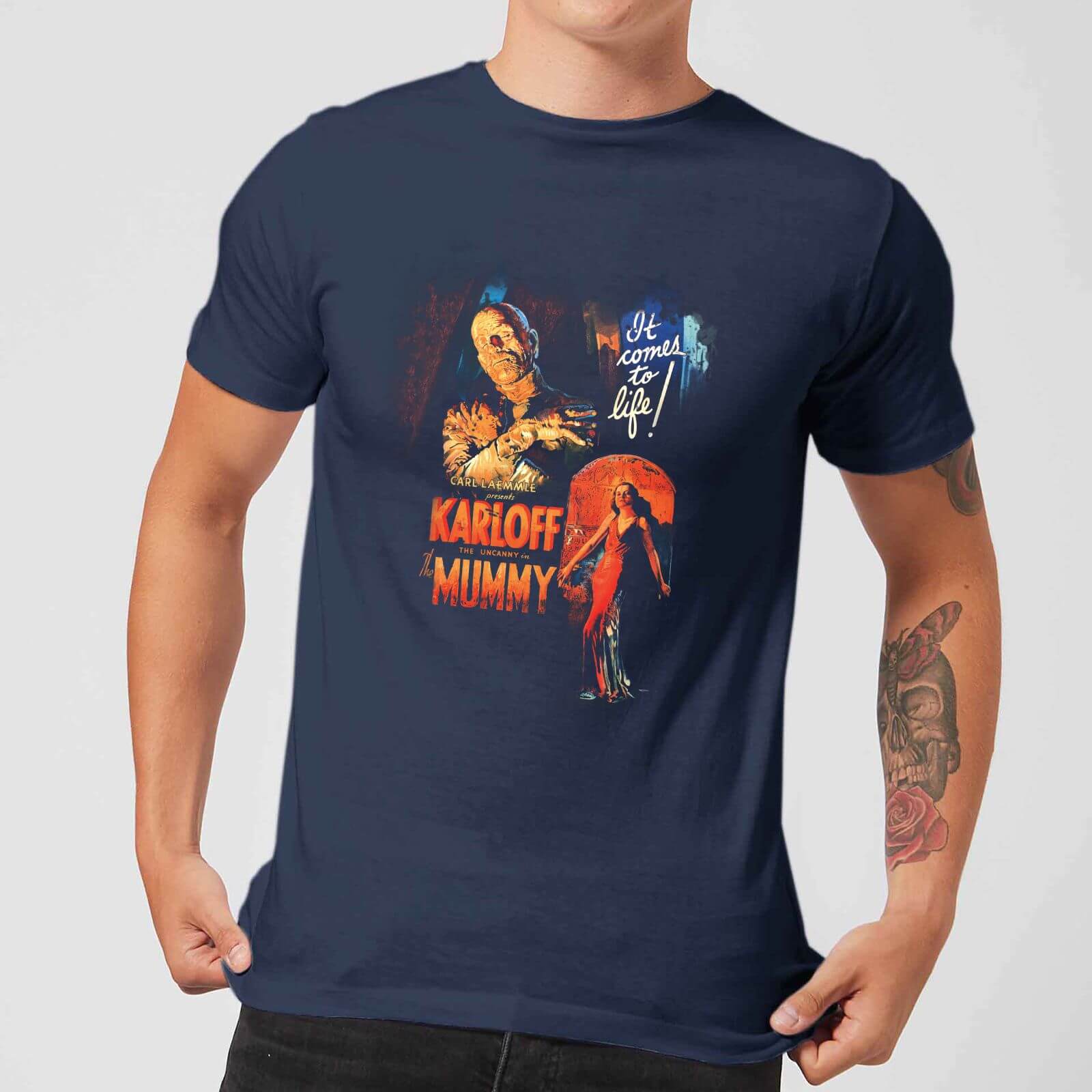 

T-Shirt Universal Monsters The Mummy Vintage Poster - Blu Navy - Uomo - XL