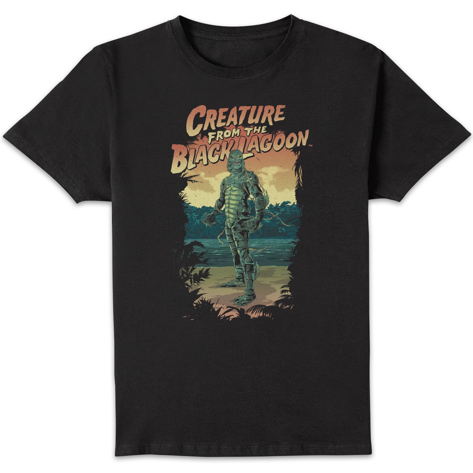 Universal Monsters Creature From The Black Lagoon Illustrated Men's T-Shirt - Black - 4XL