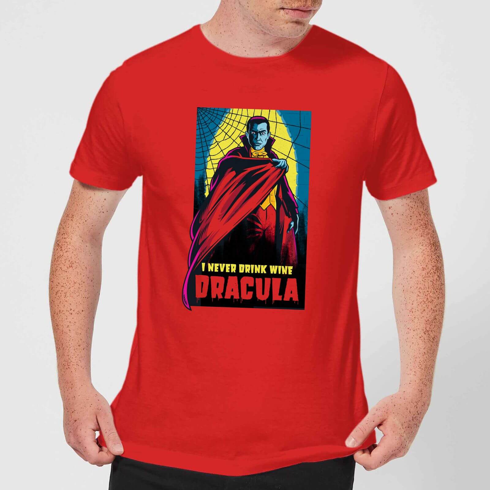 Universal Monsters Dracula Retro Men's T-Shirt - Red - XS
