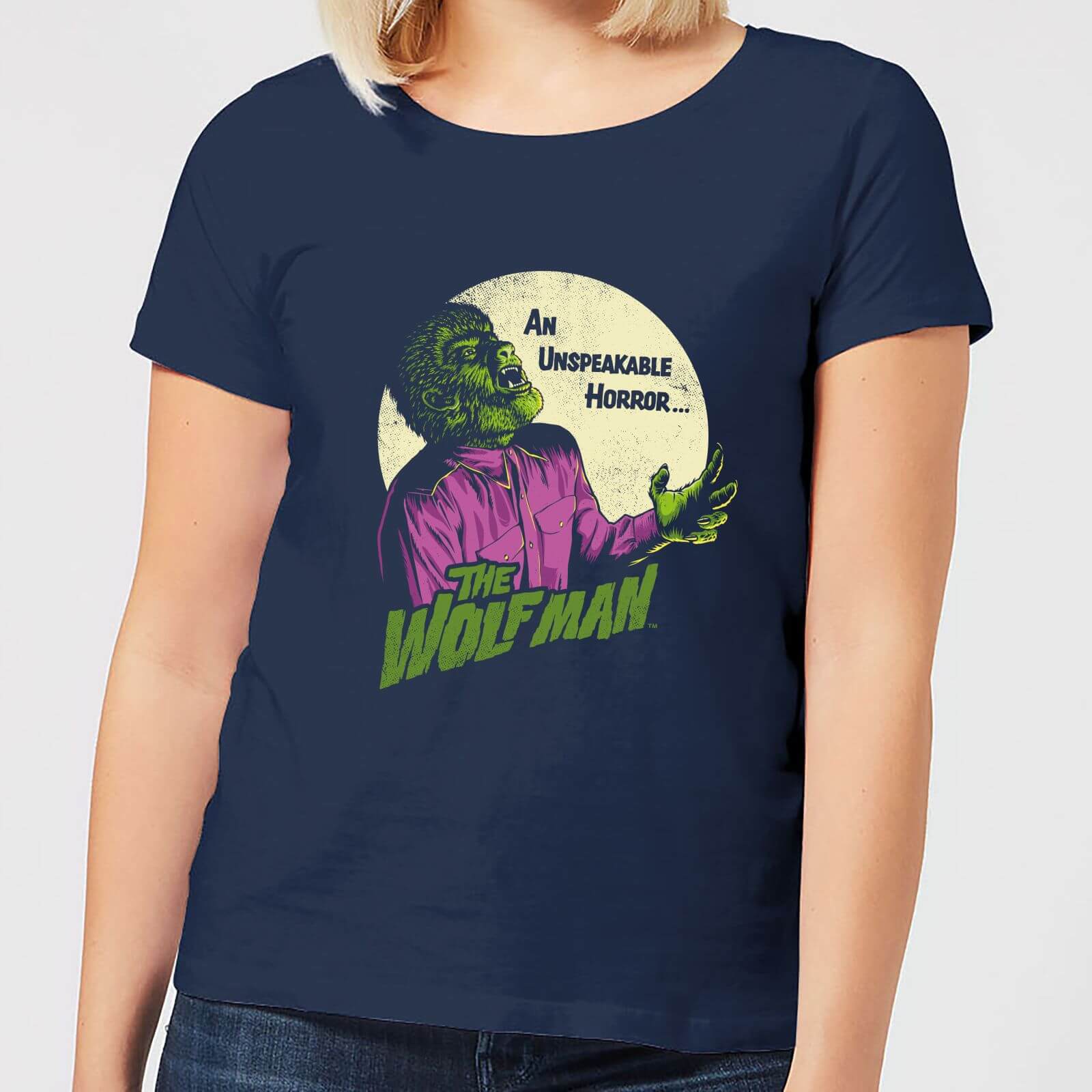 Universal Monsters The Wolfman Retro Women's T-Shirt - Navy - M - Navy