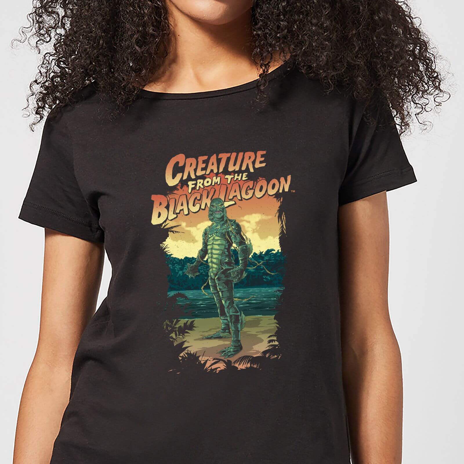 Universal Monsters Creature From The Black Lagoon Illustrated Women's T-Shirt - Black - 4XL