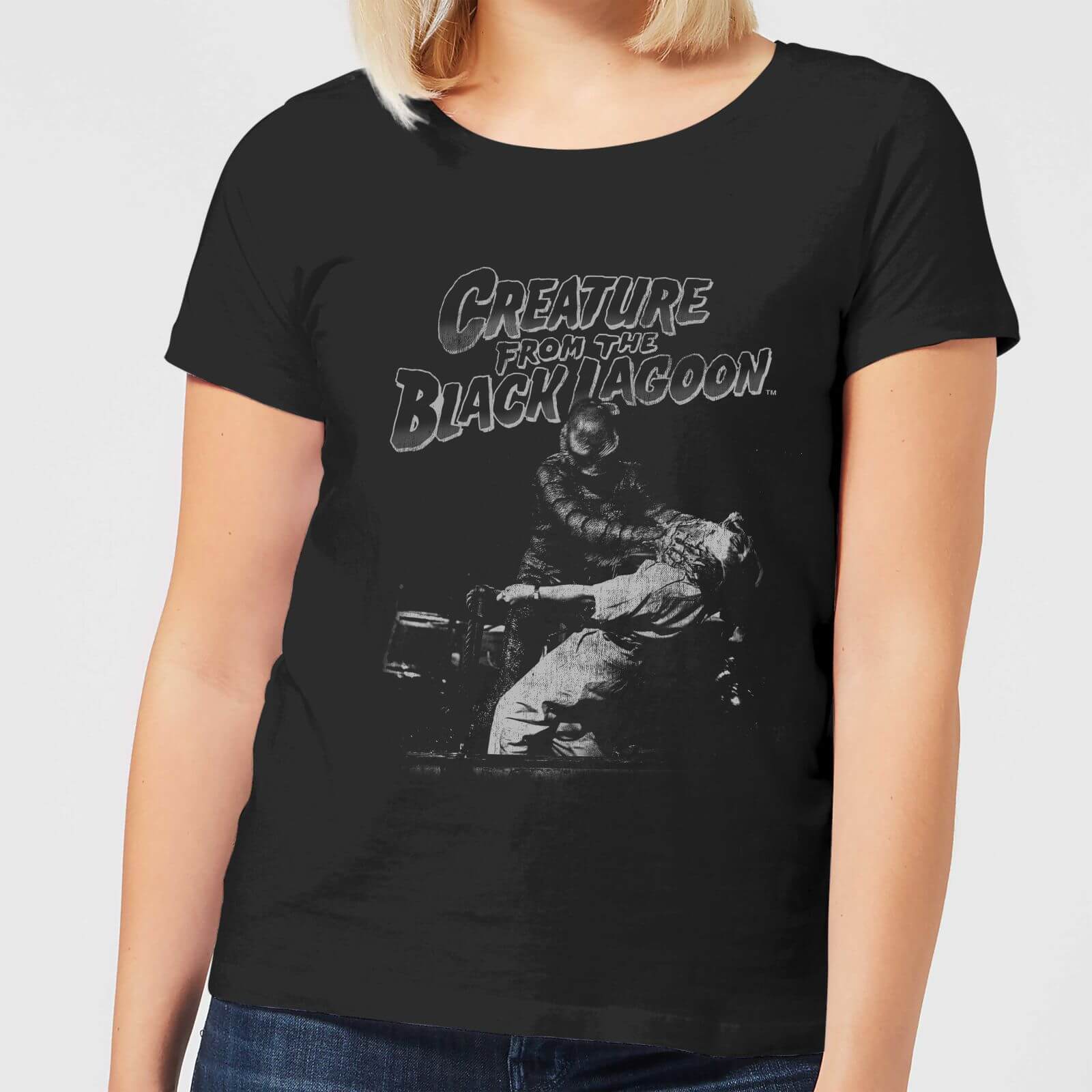 Universal Monsters Creature From The Black Lagoon Black and White Women's T-Shirt - Black - 4XL - Black