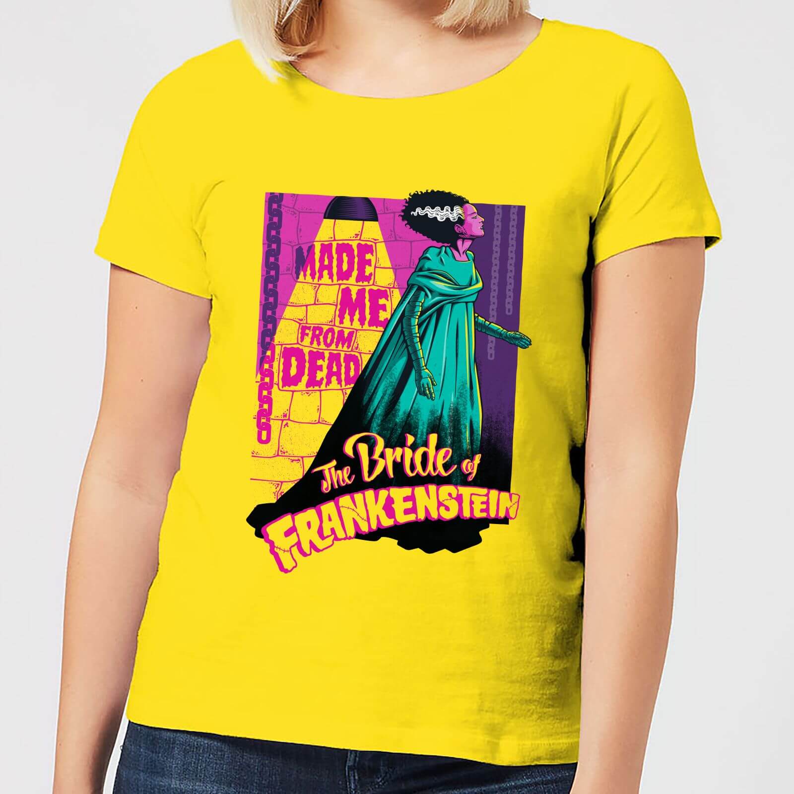 Universal Monsters Retro Bride Of Frankenstein Women's T-Shirt - Yellow - M