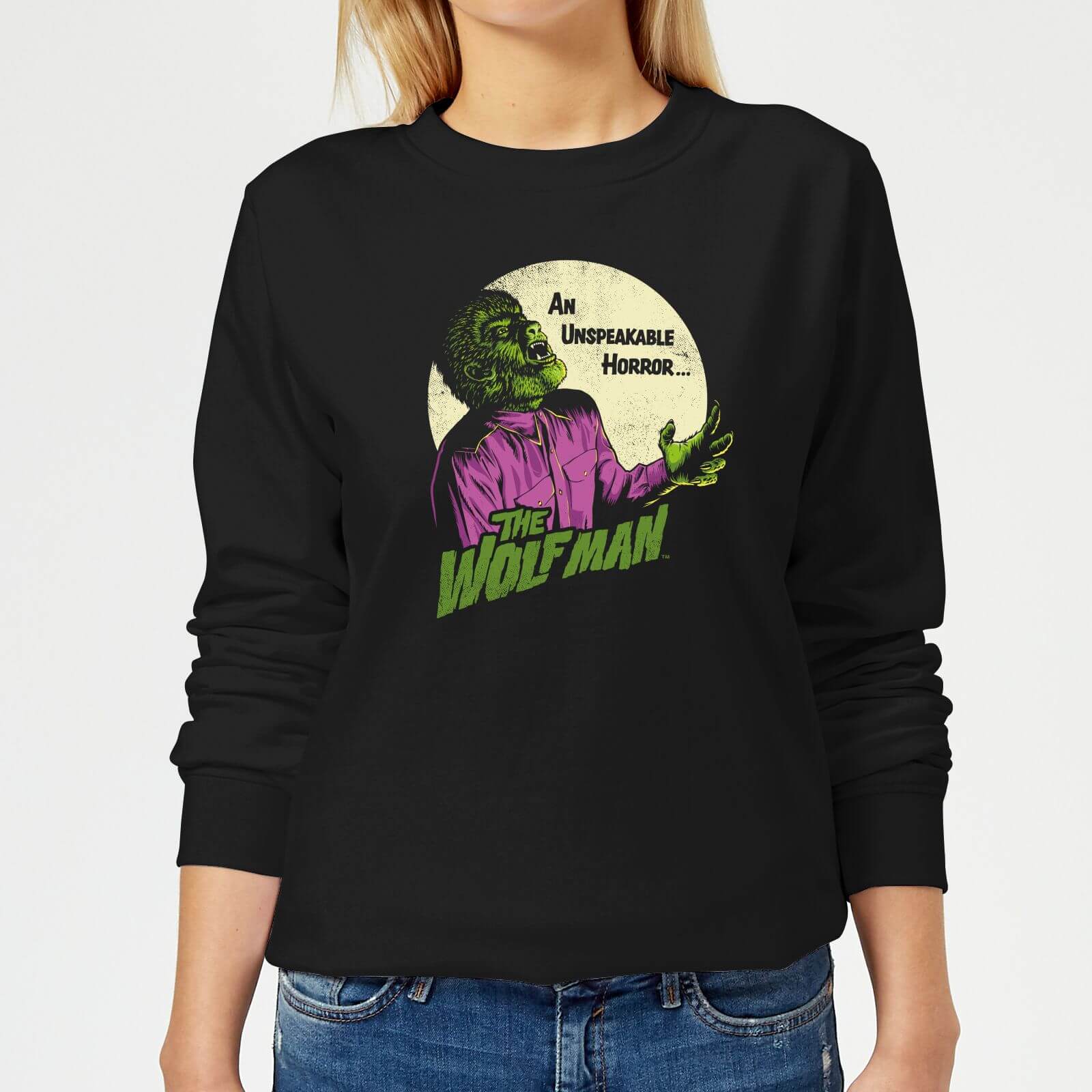 Universal Monsters The Wolfman Retro Women's Sweatshirt - Black - XS - Black