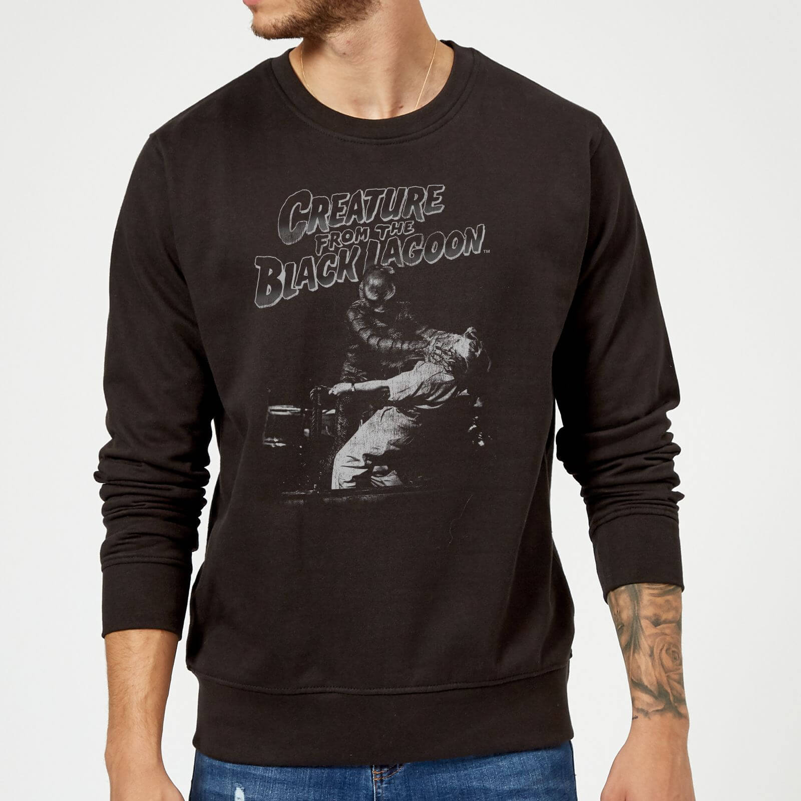 Universal Monsters Creature From The Black Lagoon Black and White Sweatshirt - Black - XL