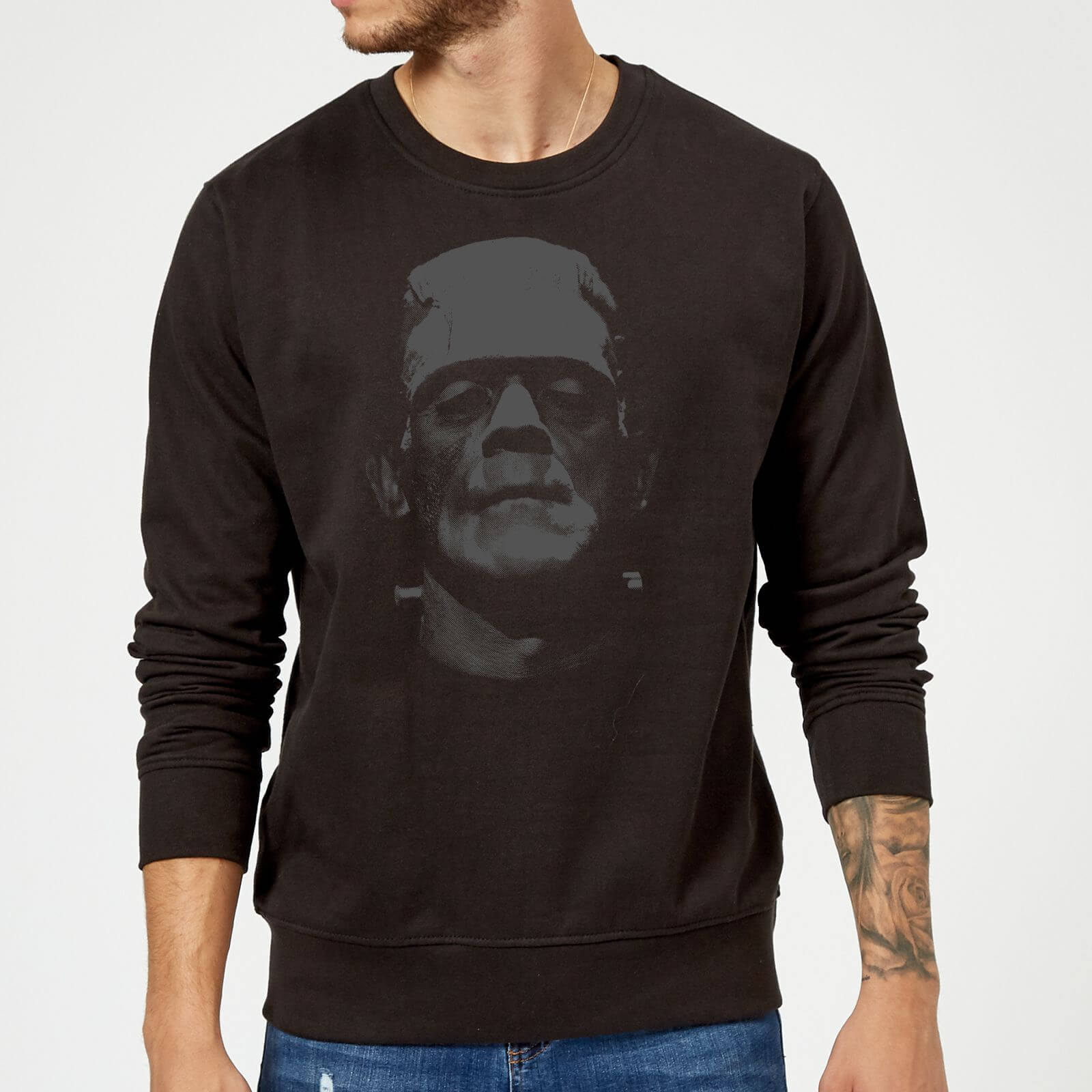 Universal Monsters Frankenstein Black and White Sweatshirt - Black - L