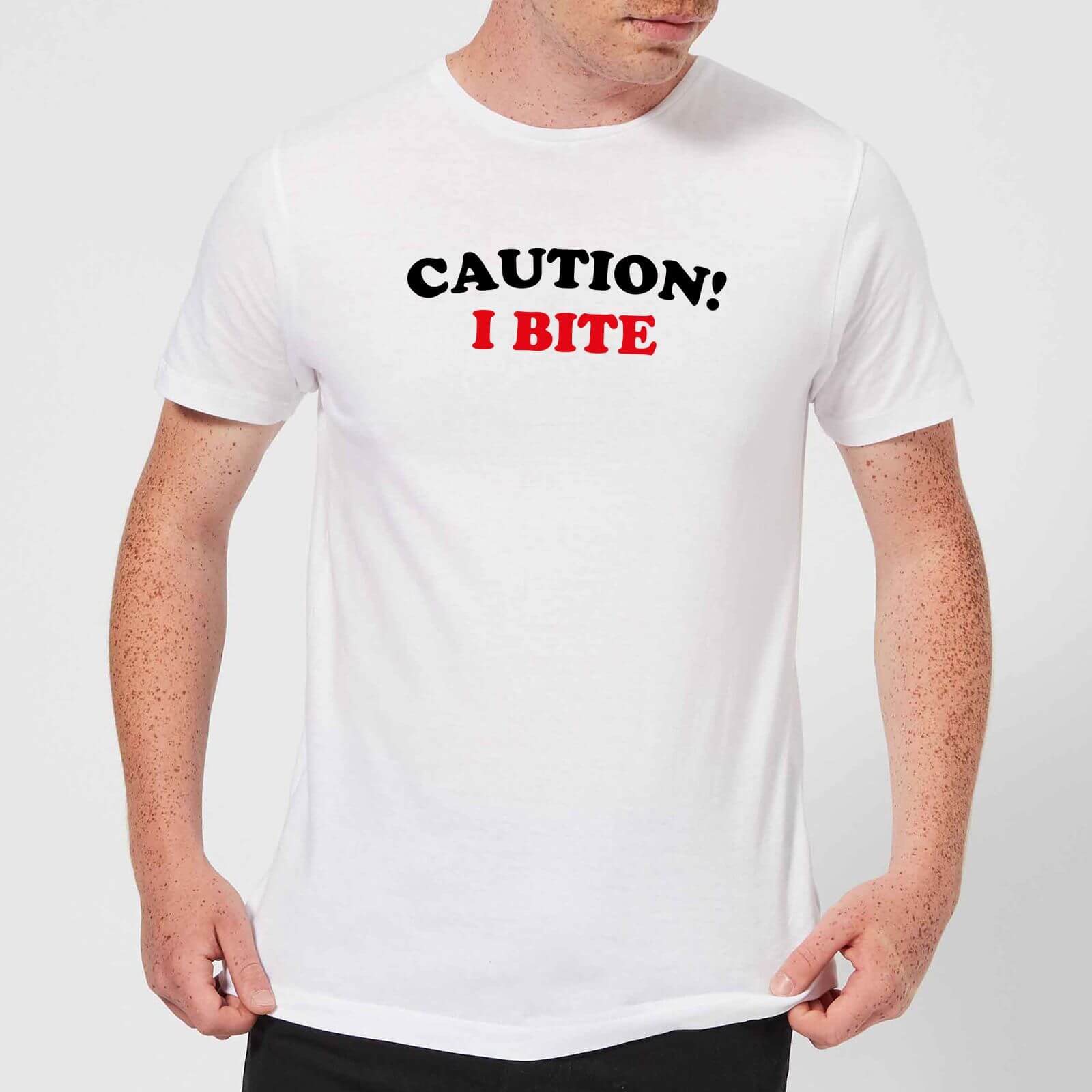 Caution! I Bite Men's T-Shirt - White - XS - White