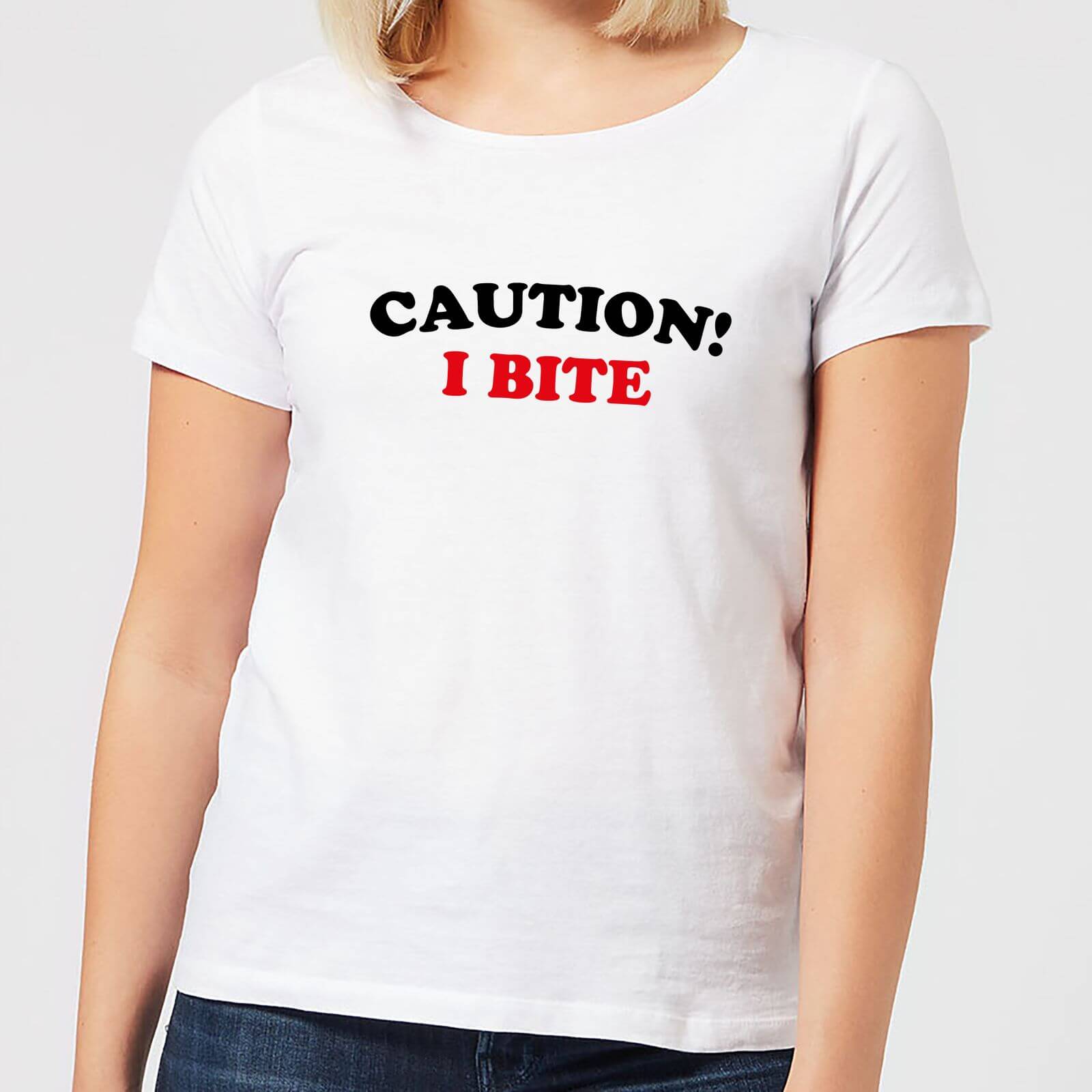 Halloween Caution! I Bite Women's T-Shirt - White - L - White